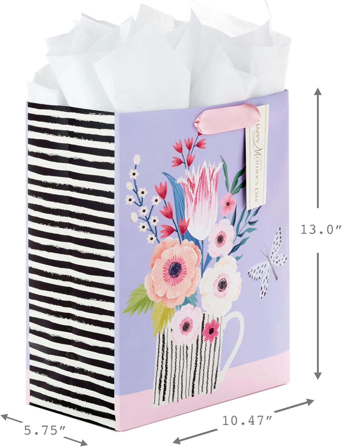 Hallmark Large Mother's Day Gift Bag with Tissue Paper (Flowers, Butterfly) image 3