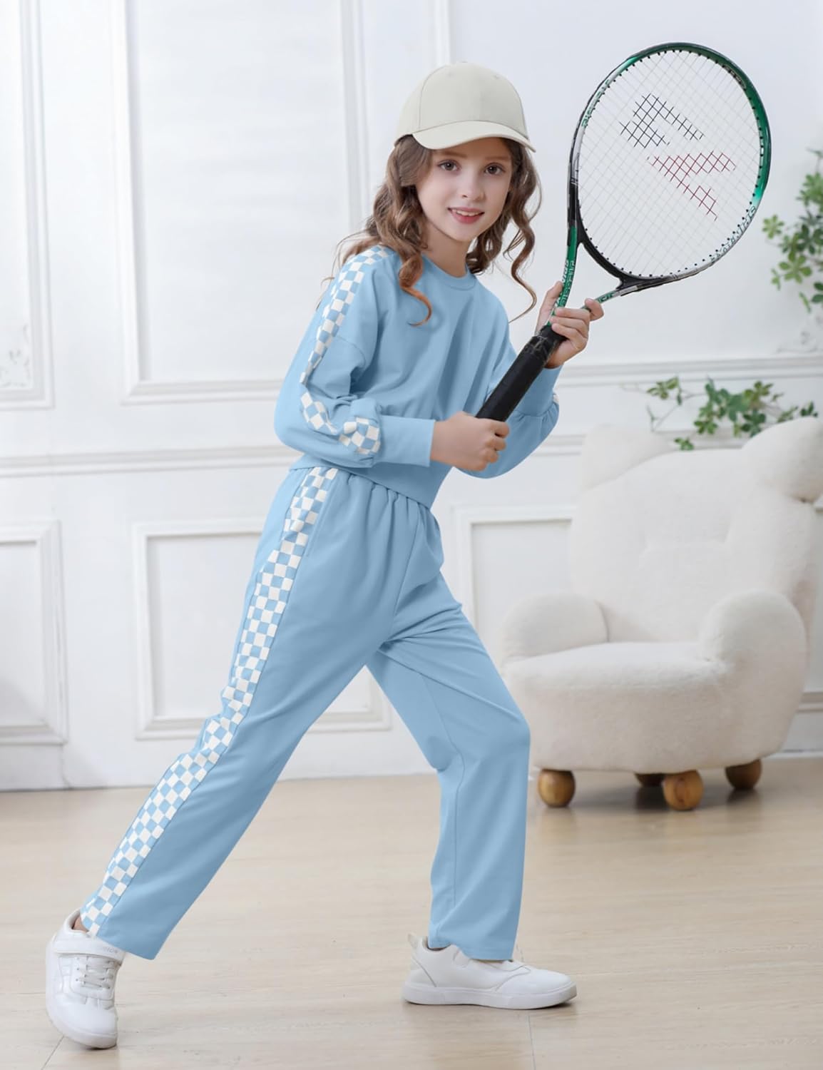 Corfrute Kids 2 Piece Outfits Girls Crop Long Sleeve Sweatshirts and Sweatpants Set (5-14 Years) - Image 4