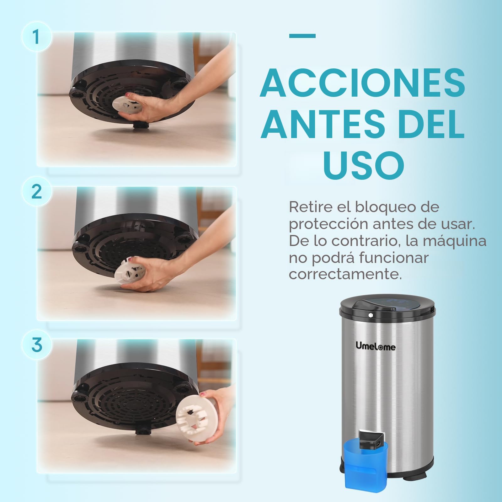 Centrifugadoras de ropa Umelome capacidad 4 kg Secadora rotativa 2800 tr/min Secadora rotativa energética y de ahorro de energía Clase de eficiencia energética A+++, Plateado
