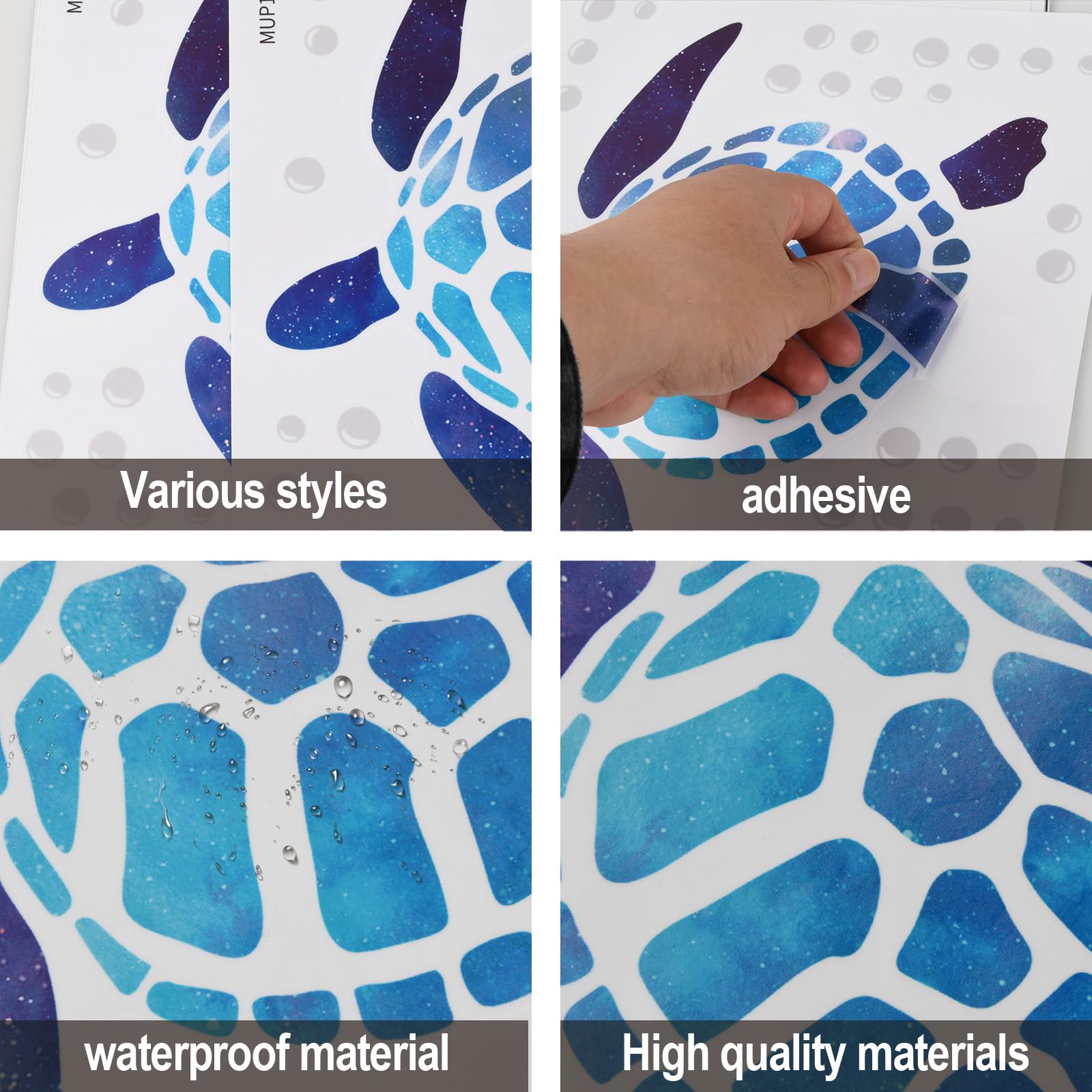 27 Autocollants Muraux Tortues De Mer - Vinyle, Motif Bleu - Pour Salle De Bain, Chambre, Décoration Thème Mer