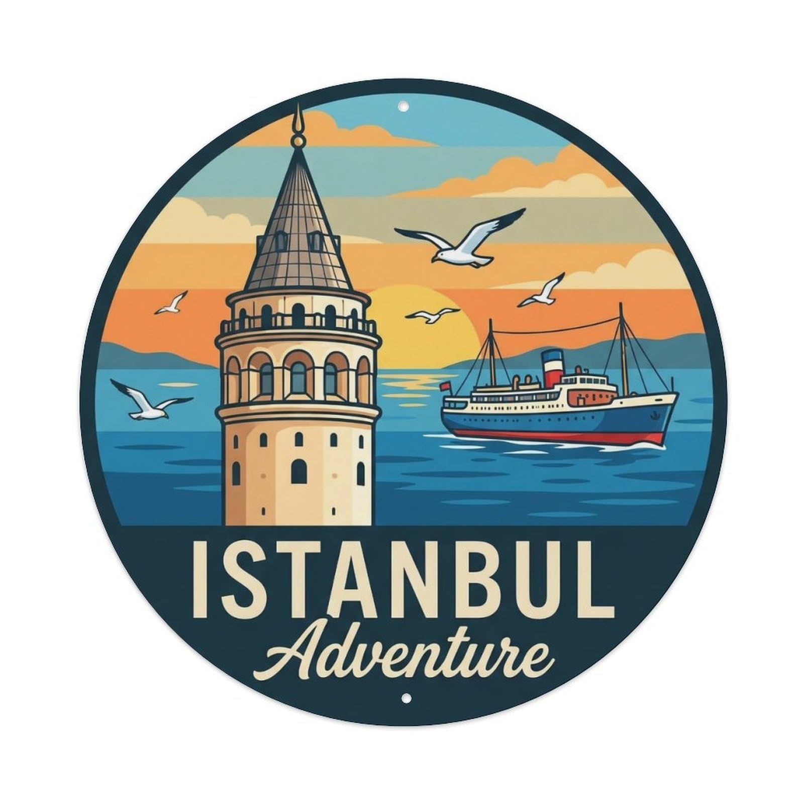 Vintage Travel Istanbul Turkey Adventure Vintage Metal Tin Sign Plaque Wall Decor for Cafe, Club Bar, Office, Garden Metal Poster 8x8Inch