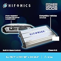 Vista 4 de Hifonics Zeus ZXX - Amplificador de audio monobloque de coche de 1000 vatios máximo clase D con perilla de graves y control remoto, crossovers