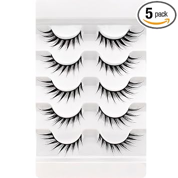 Cat Eye Wet Lashes 16mm Curly Volume False Eyelashes that Look Like Extensions Fox Eye Wispy Faux Mink 5 Pairs Pack 5W-M-AL05
