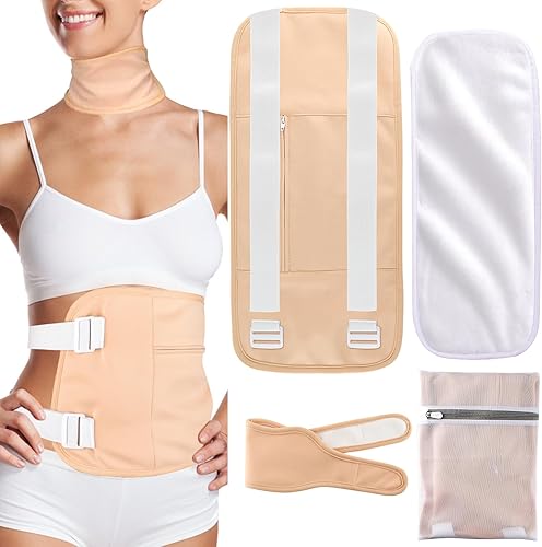 Paquete de 4 piezas de aceite de ricino con paño de franela, kit de aceite de ricino de algodón orgánico para cintura y cuello, correa elástica