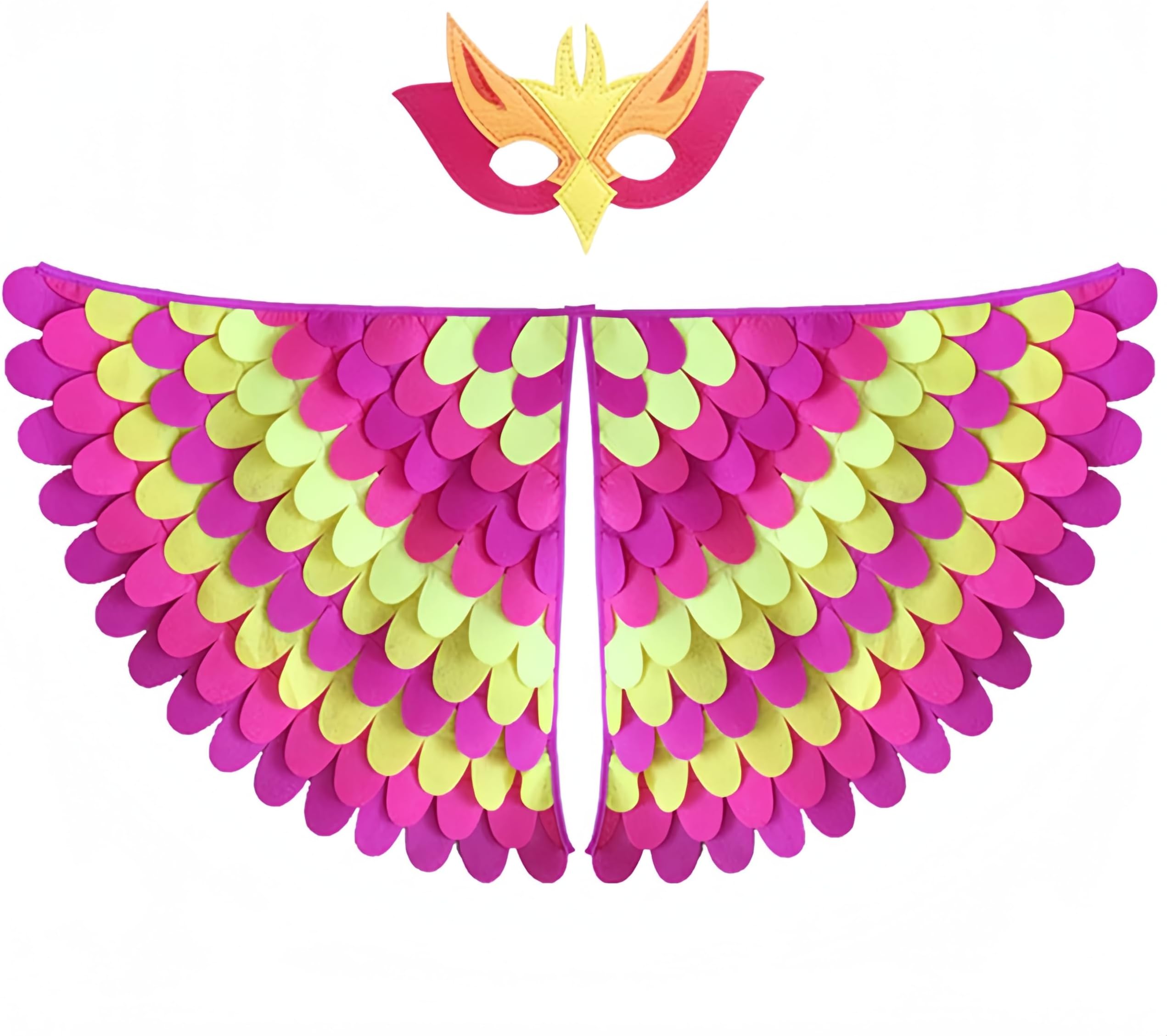 Kids Bird Wings Costume For Age 3~8 Years,Bird Owl And Peacock Masque Owl Dress Up,Boys Girls Felt Eye Masque And Wings Set,Halloween Colorful Fancy Dress