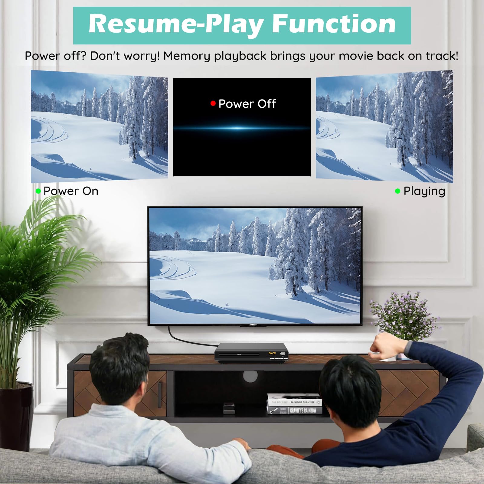 Odtwarzacz DVD HD 1080P do telewizora z HDMI, bez regionu, odtwarzacz CD do domu, odtwarza wszystkie regiony i formaty, mini odtwarzacz DVD z kablem USB, pilotem, HDMI i RCA w zestawie (DVD-004)