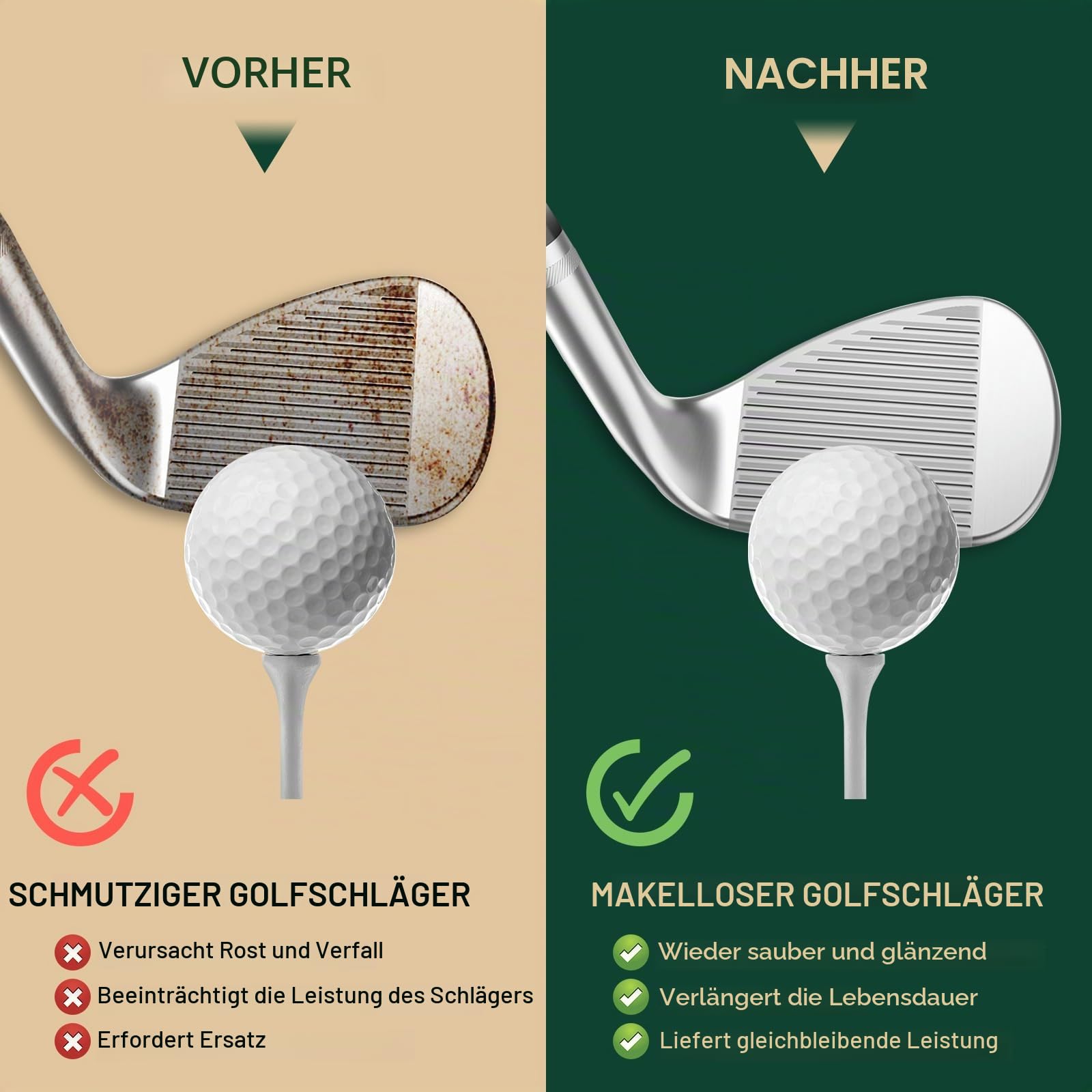 Golfschläger-Reinigungsset 3-in-1 mit Golfschläger-Reinigungsbürste, Handtuch und 200 g Golfschläger-Politur – Golfschläger-Pflegeset für sofortigen Rillenrost & Kratzerentferner