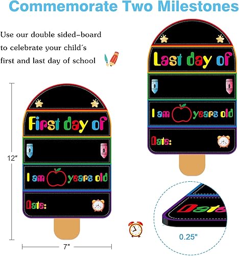 Miniatura 3 de PETCEE Letrero de primer día de escuela  Reutilizable y borrable para el primer día, regalos para hija, hijo, 1er día de preescolar, letrero de