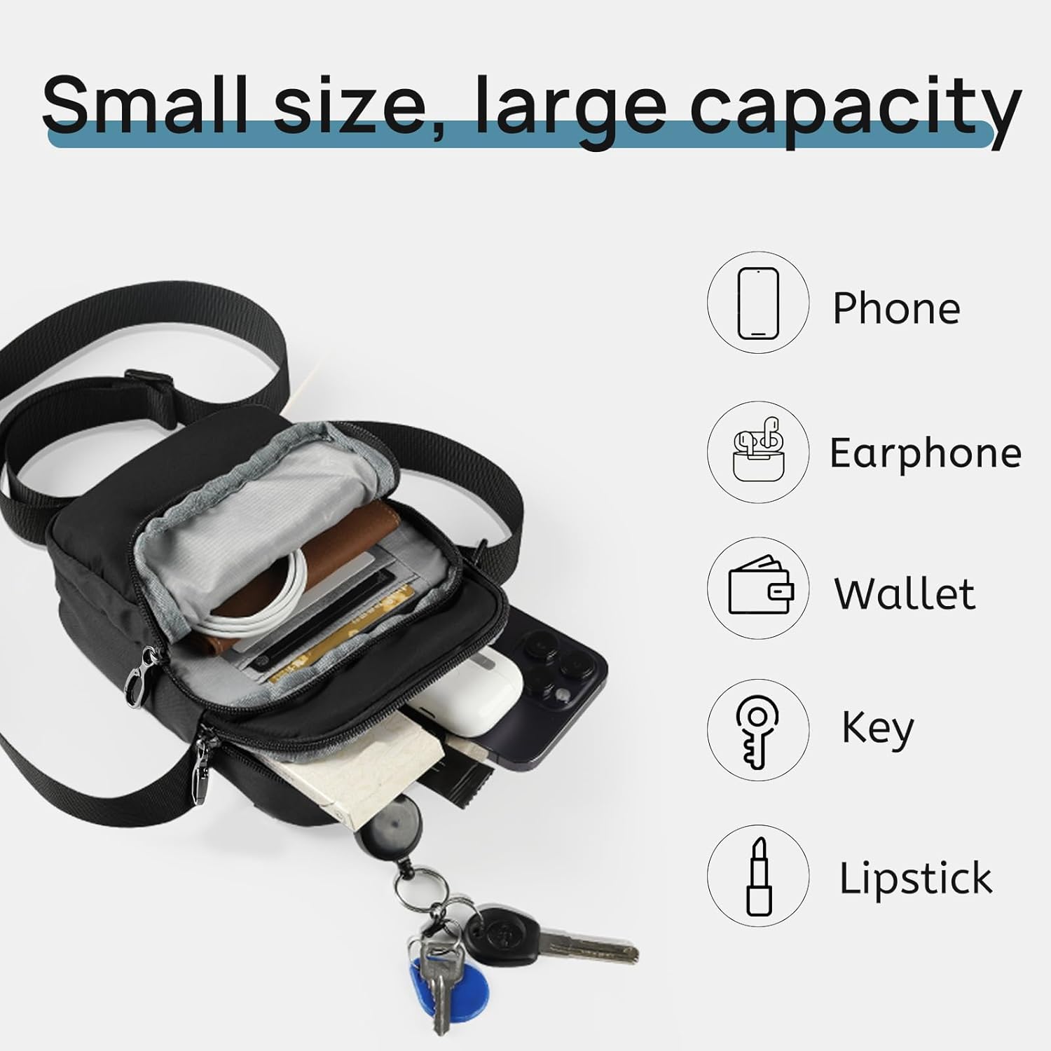 Small Crossbody Bags for Women Men RFID Blocking Anti-theft Crossbody Purse with Locking Zippers Sling Bag for Travel - Image 4