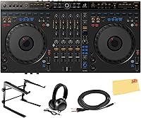 Vista 10 de Pioneer DJ AlphaTheta DDJ-FLX2 Paquete de controlador DJ compacto de 2 canales con estuche, cable para instrumentos y paño de pulido Austin Bazaar