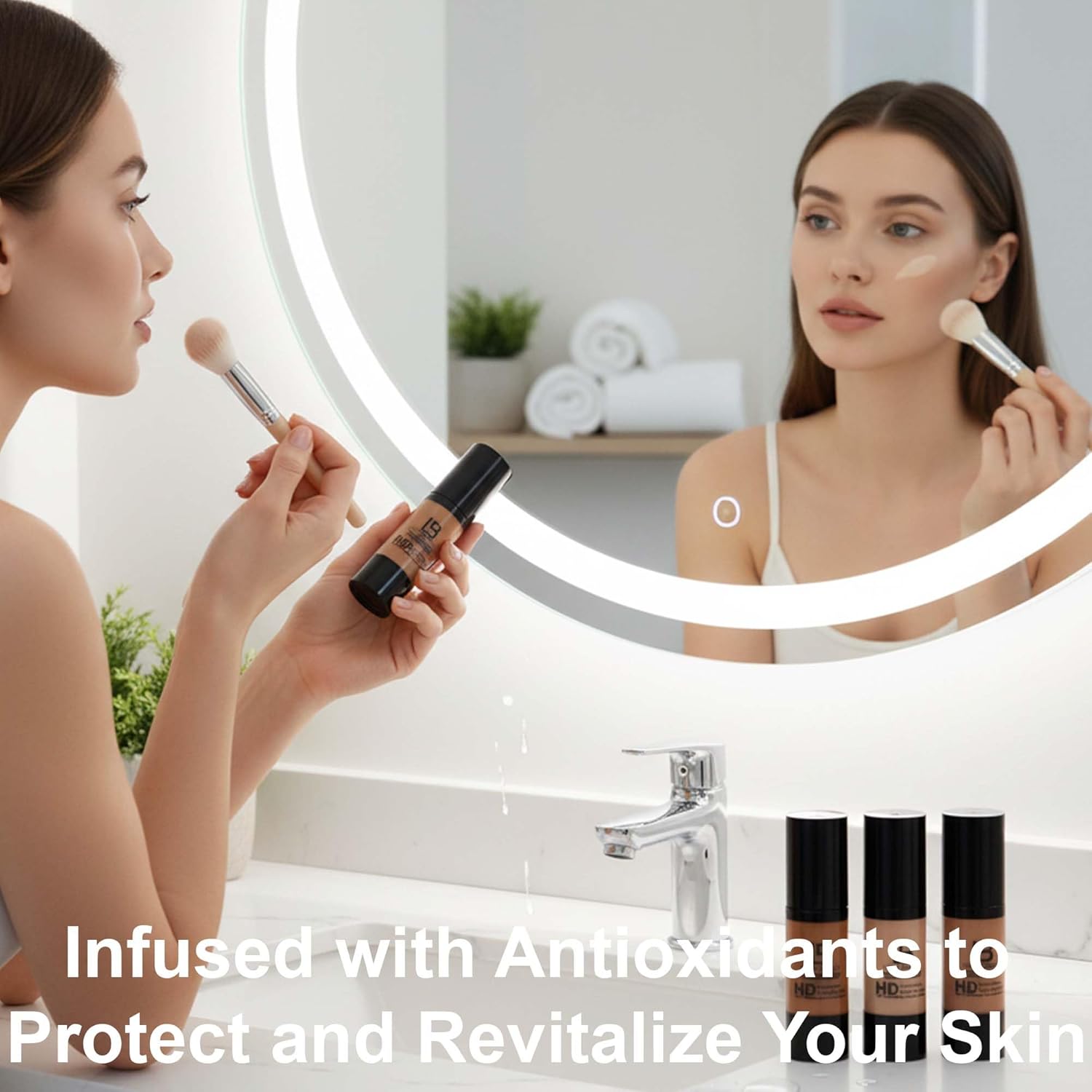LB HD Liquid Foundation – Makeup Foundation with Hyaluronic Acid, Vitamin E – Hydrating Full Coverage Foundation for Smooth Complexion – Paraben-Free Formula for All Skin Types – Light Porcelain