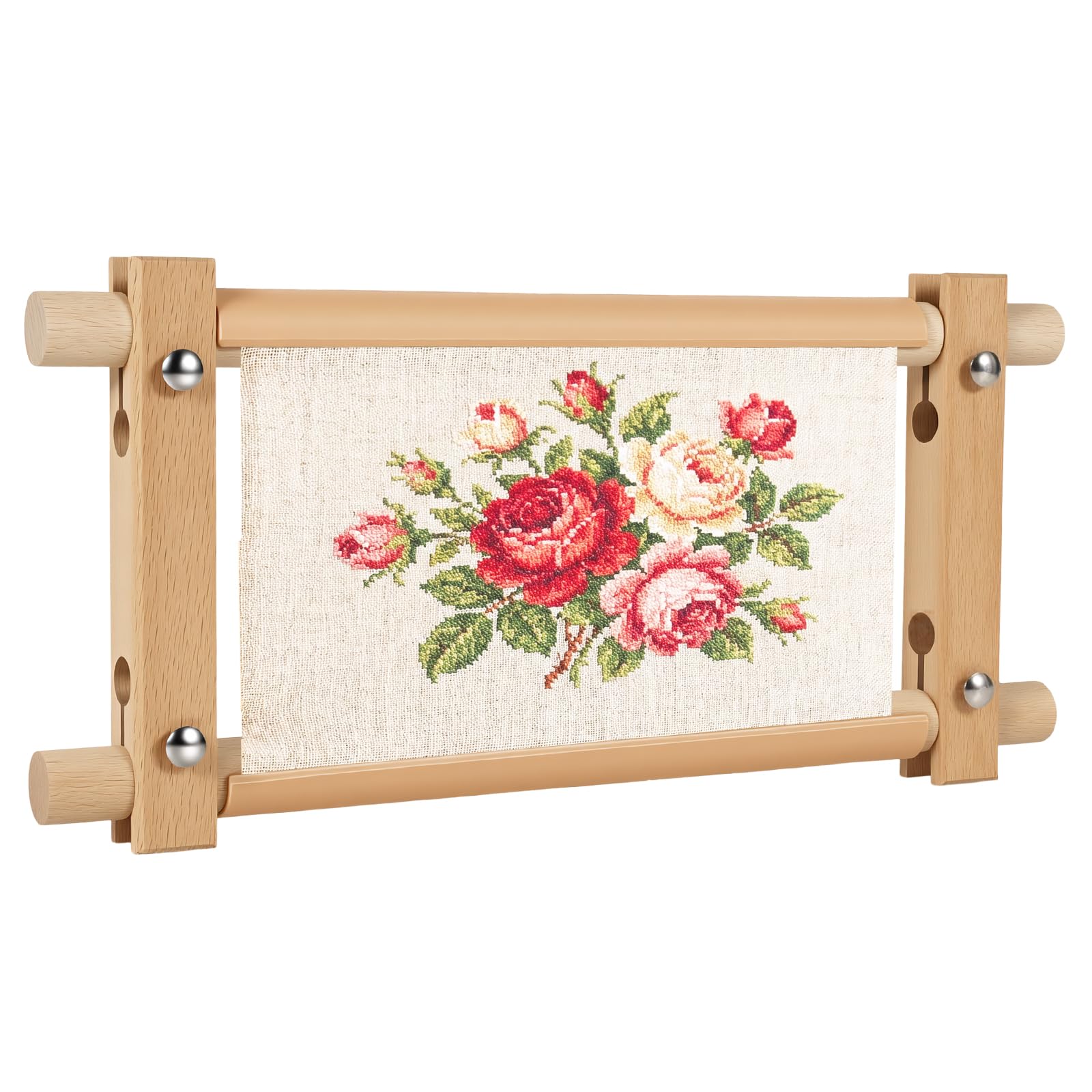 Wood Needlepoint Embroidery Scroll Frame, Detachable Cross Stitch Holder, Scroll Stitching Holder, Tapestry Stitching Rack,Portable Sewing Frame Quilting Hoop Stand for Home Classroom Craft Use(Small)
