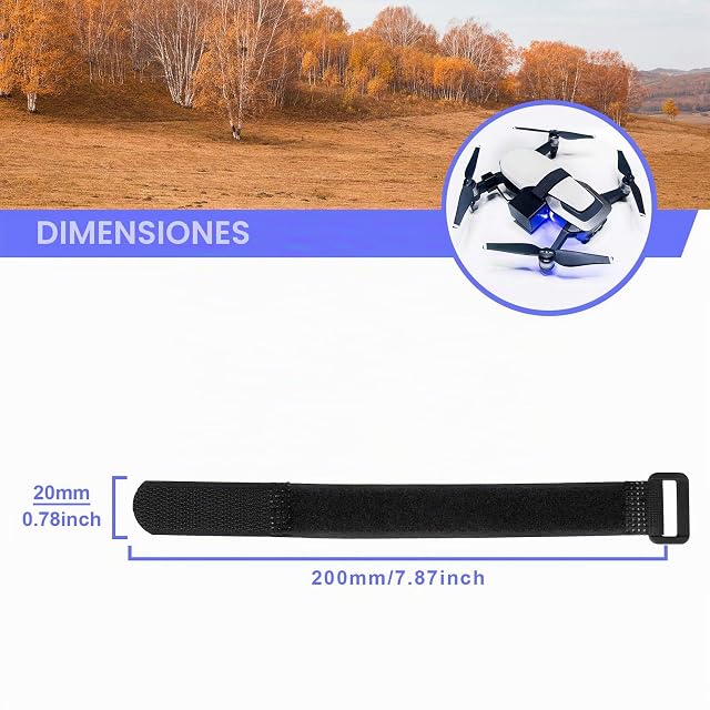Foto 4 de 8 de YINETTECH 10 Uds. Correas de Batería con Pegatina Mágica Negra con Hebilla de 20x200mm Correas…