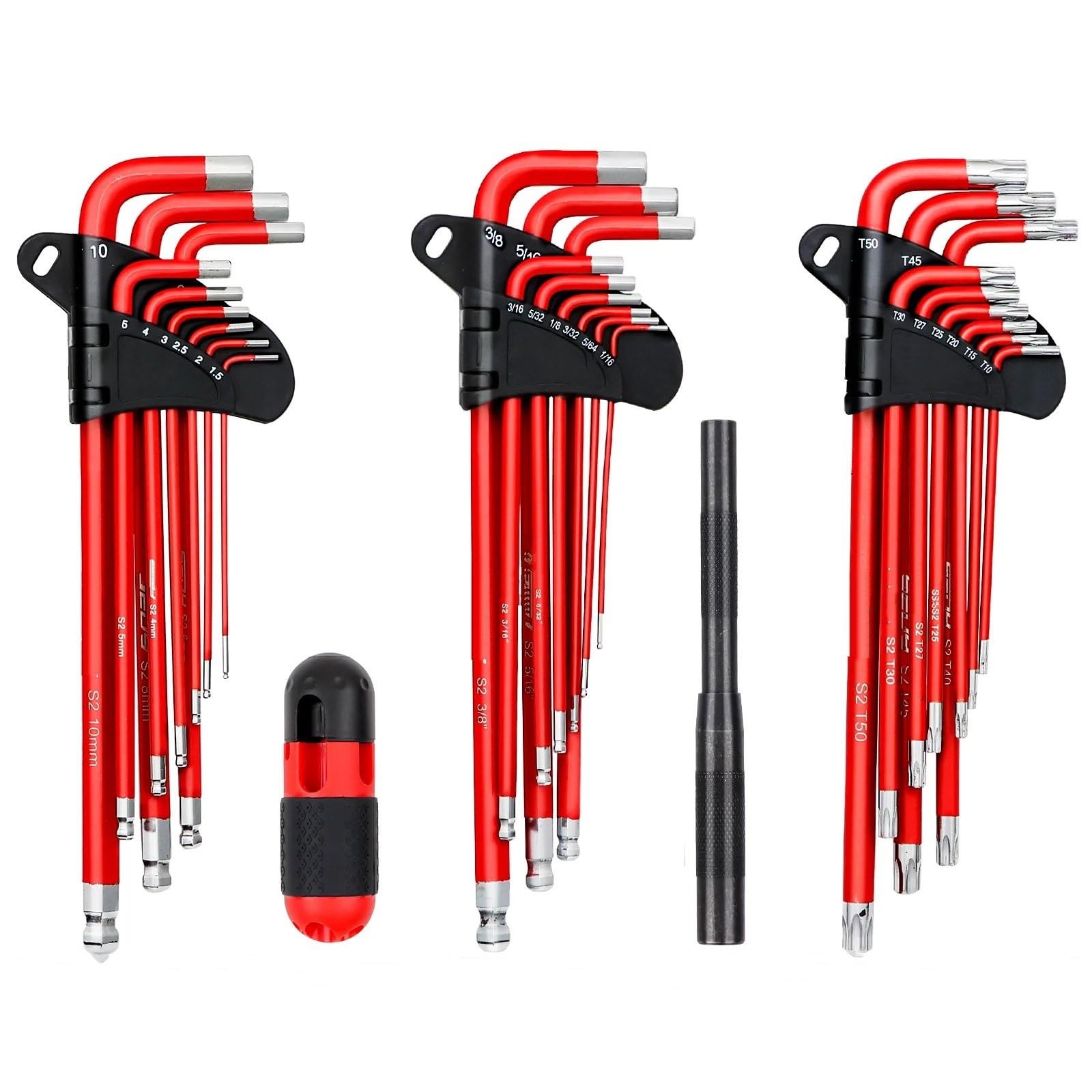 Set Attrezzi da Lavoro Set di chiavi Torx e L-Hex con braccio lungo da 30 pezzi impugnatura esagonali a T barre estensione