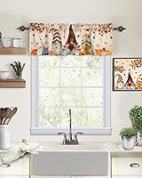 Vista 4 de ALAGEO Cenefa de cocina de gnomo de otoño, 54 x 18 pulgadas, bolsillo para barra, mezcla de poliéster, filtro de luz, rústico, cabaña, unisex