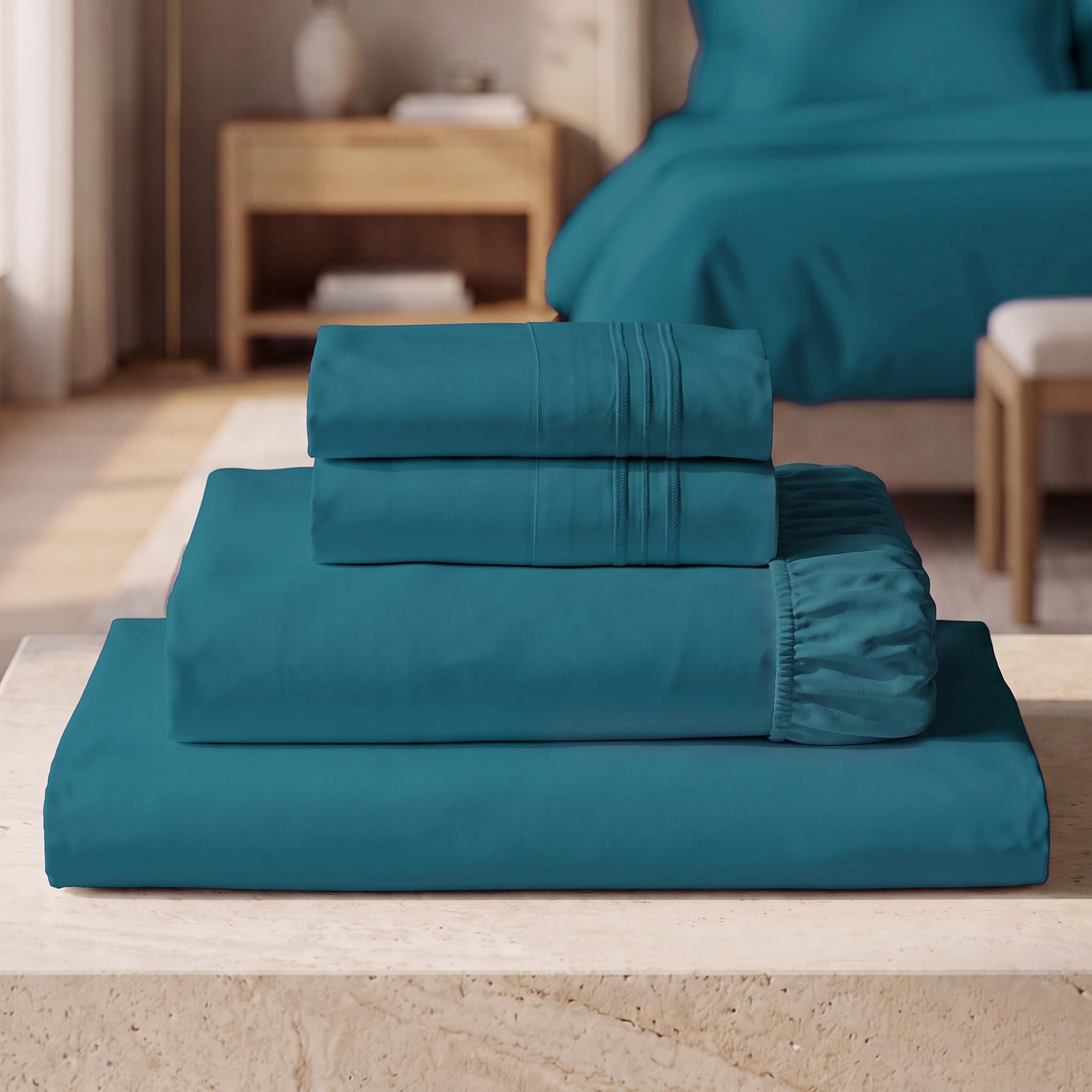 Mellanni Iconic 4-Piece, Ultra Soft Sheet Set (King, Teal)
