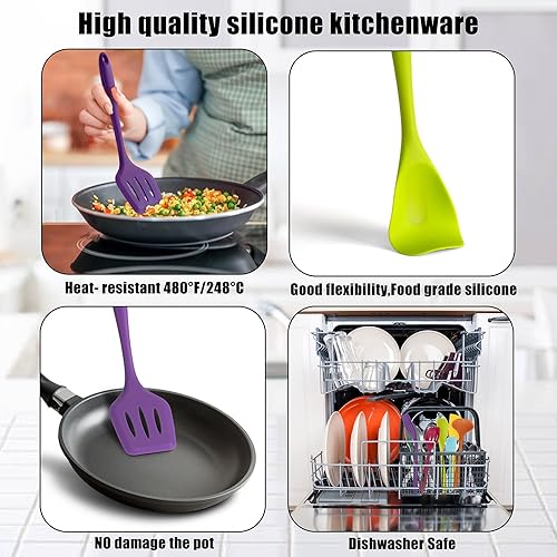 Miniatura 2 de KAY RUK Juego de utensilios de cocina de silicona, 10 utensilios de cocina de silicona, utensilios de silicona de seguridad de grado alimenticio,