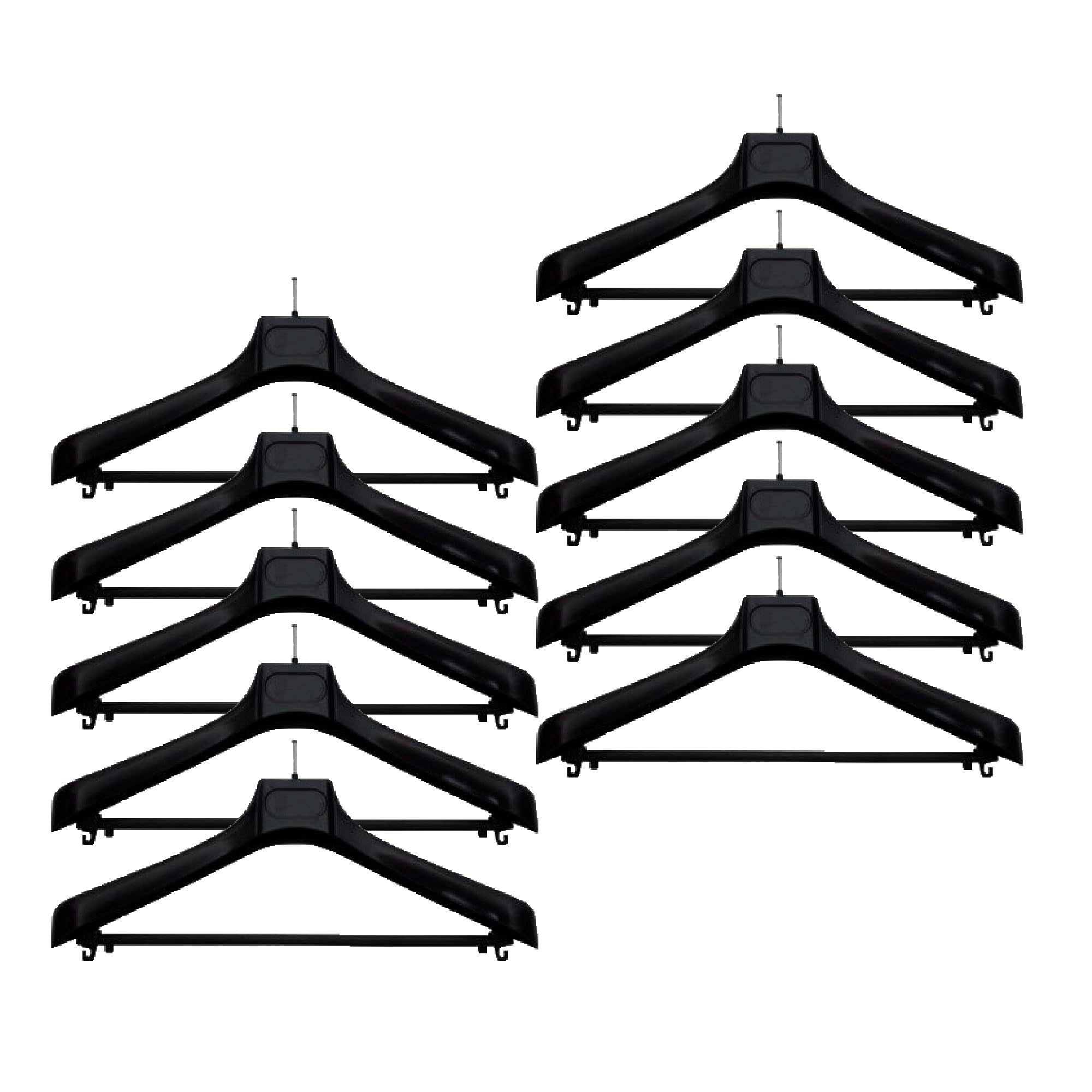 Pack de 10 Perchas de Plástico Negro con Antirrobo - Seguridad y Organización para tu Armario, Durabilidad Garantizada