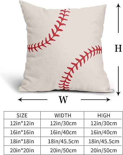Miniatura 4 de Juego de 2 fundas de almohada de béisbol de 20 x 20 pulgadas con temática deportiva de algodón, lino y poliéster, fundas decorativas para
