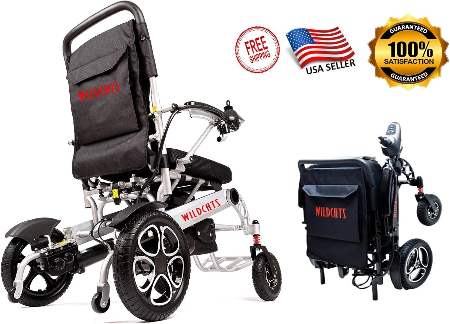 Rubicon Premium Lightweight Electric Wheelchairs. All Terrain,Dual Power Motors, Foldable, Travel Power Wheelchair for Adults. Silla de Ruedas Electrica. (Premium - Heavy Duty) : Health & Household