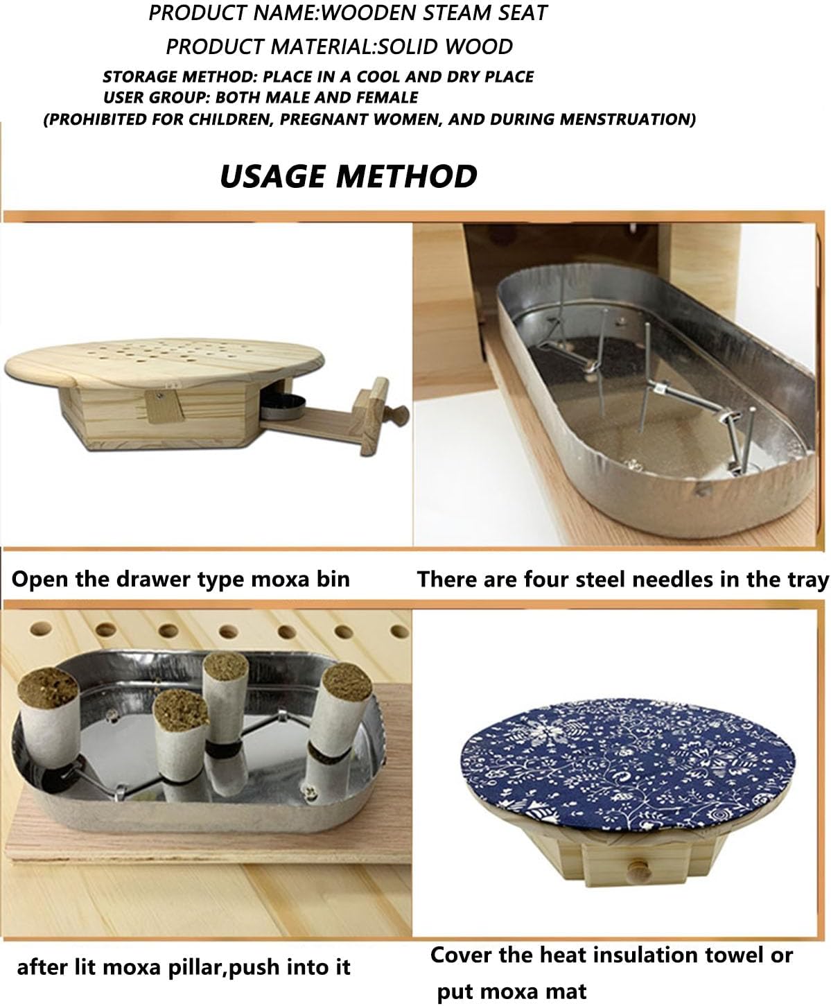 Moxibustion Box, Smokeless Moxa Cone Burner Box - Moxibustion Sit Chair & Cushion Set for Home Therapy, Meditation, Yoga, Relax