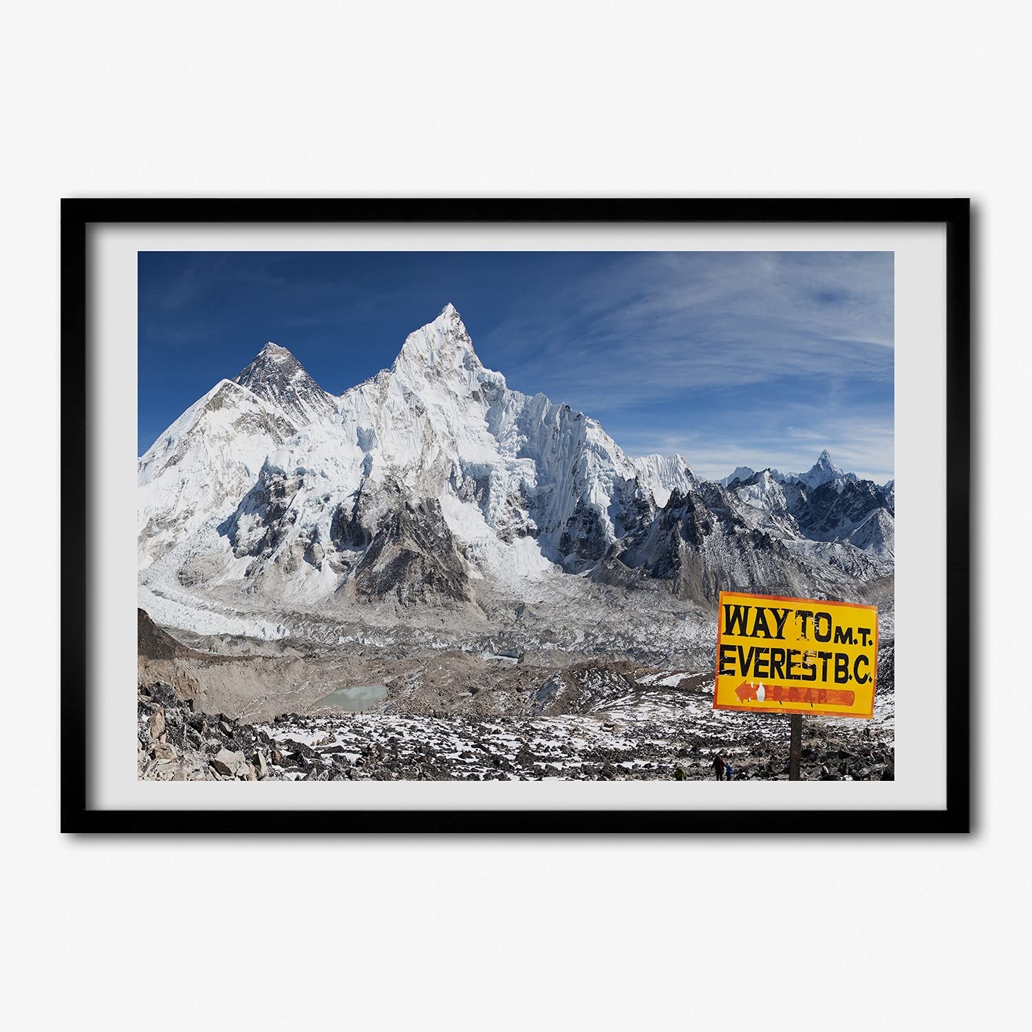 Mont Everest tableau moderne 70x50 cm avec cadre en bois pour salon