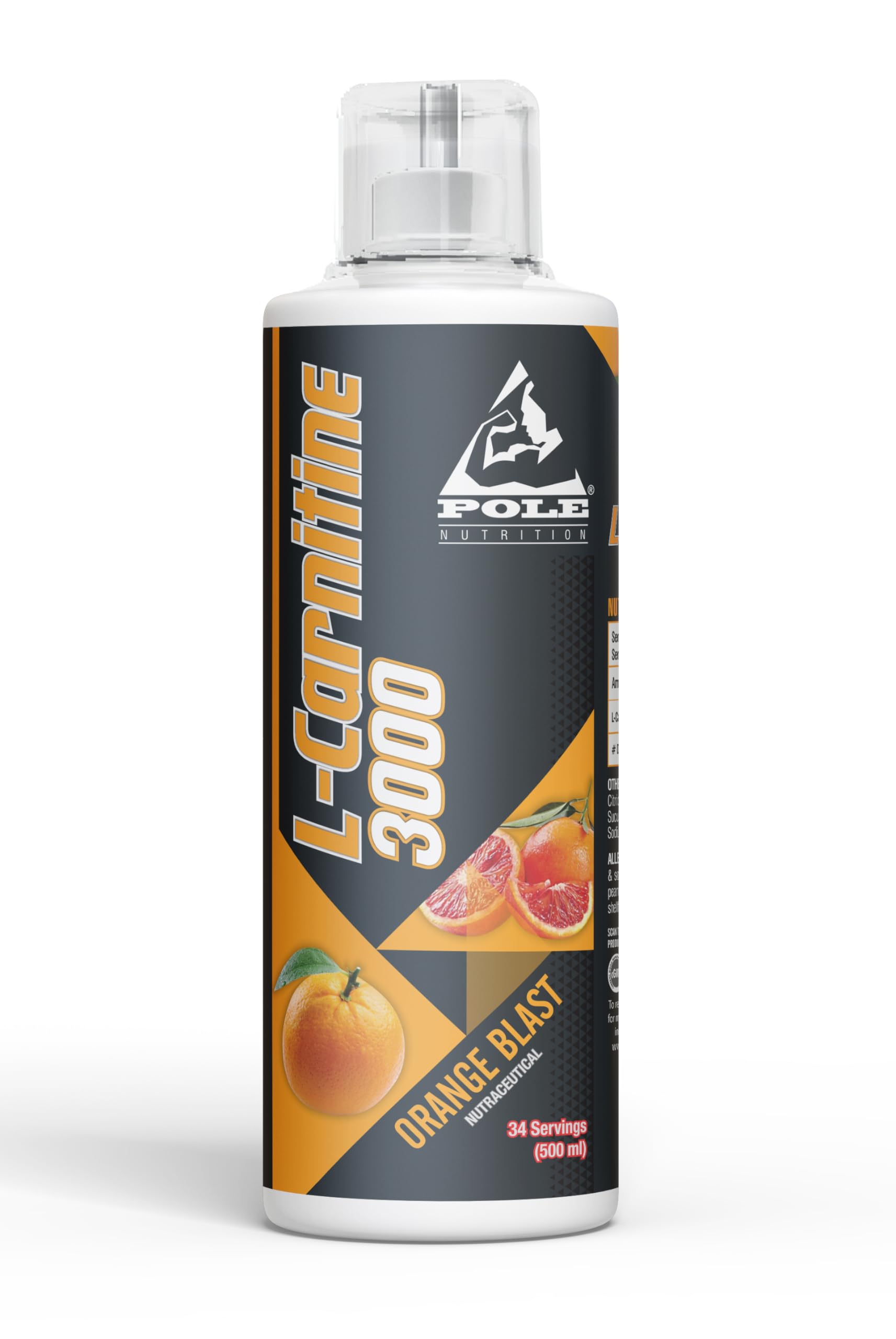 Pole Nutrition L-Carnitine 3000 Dietary Supplement - Orange Blast Flavour 500ml | 34 Servings for Enhanced Energy and Fat Metabolism-image-39