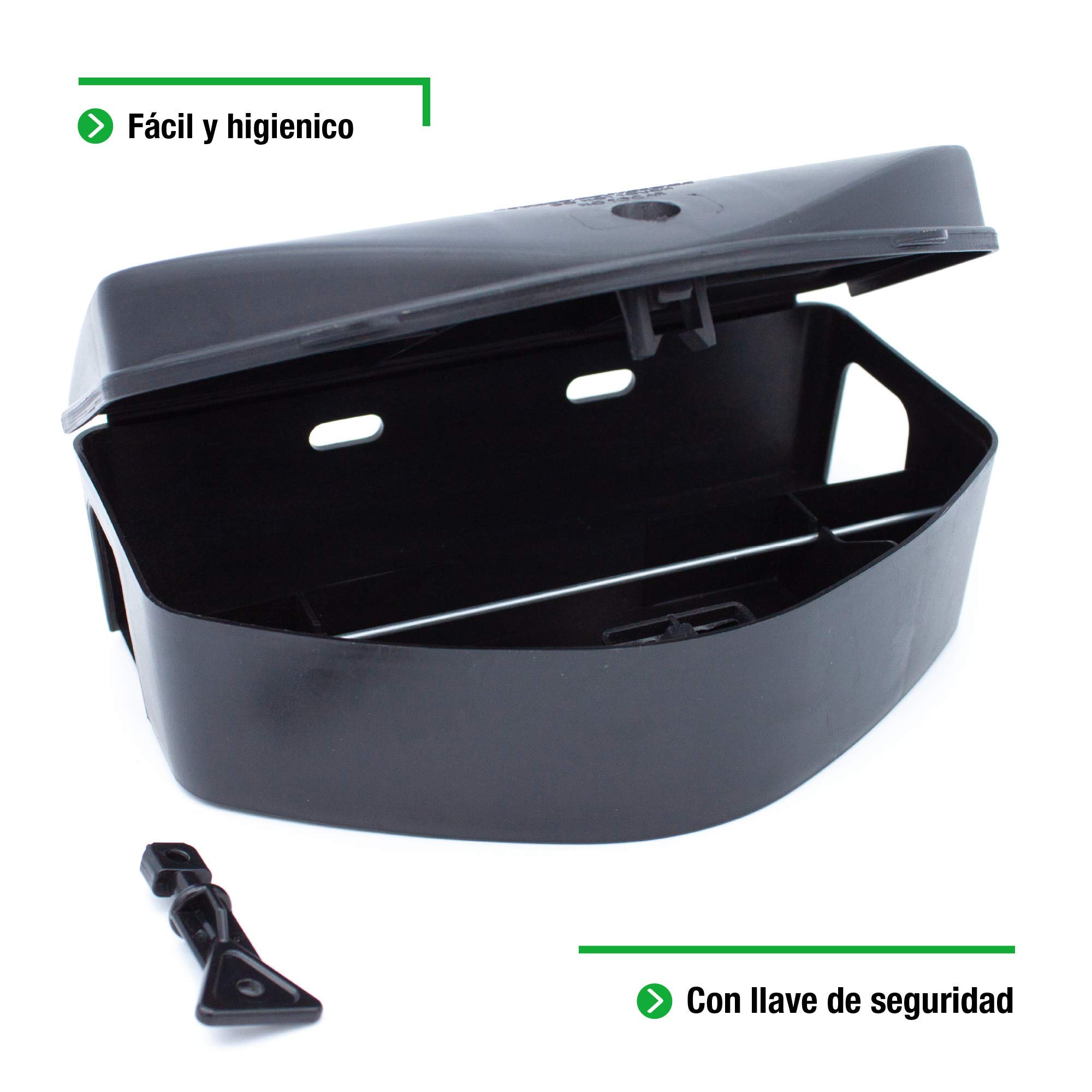 Protect Home - Portacebos para veneno de ratas y topillos con llave de seguridad, fácil e higiénico. Control de roedores.