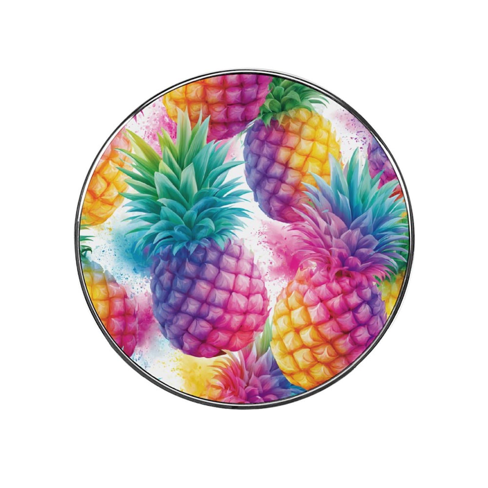 Watercolor Tropical Pineapple Fruit Color Splash Fridge Magnets DIY Art Round Magnetic Refrigerator Sticker for Home Kitchen Car Garage Decor