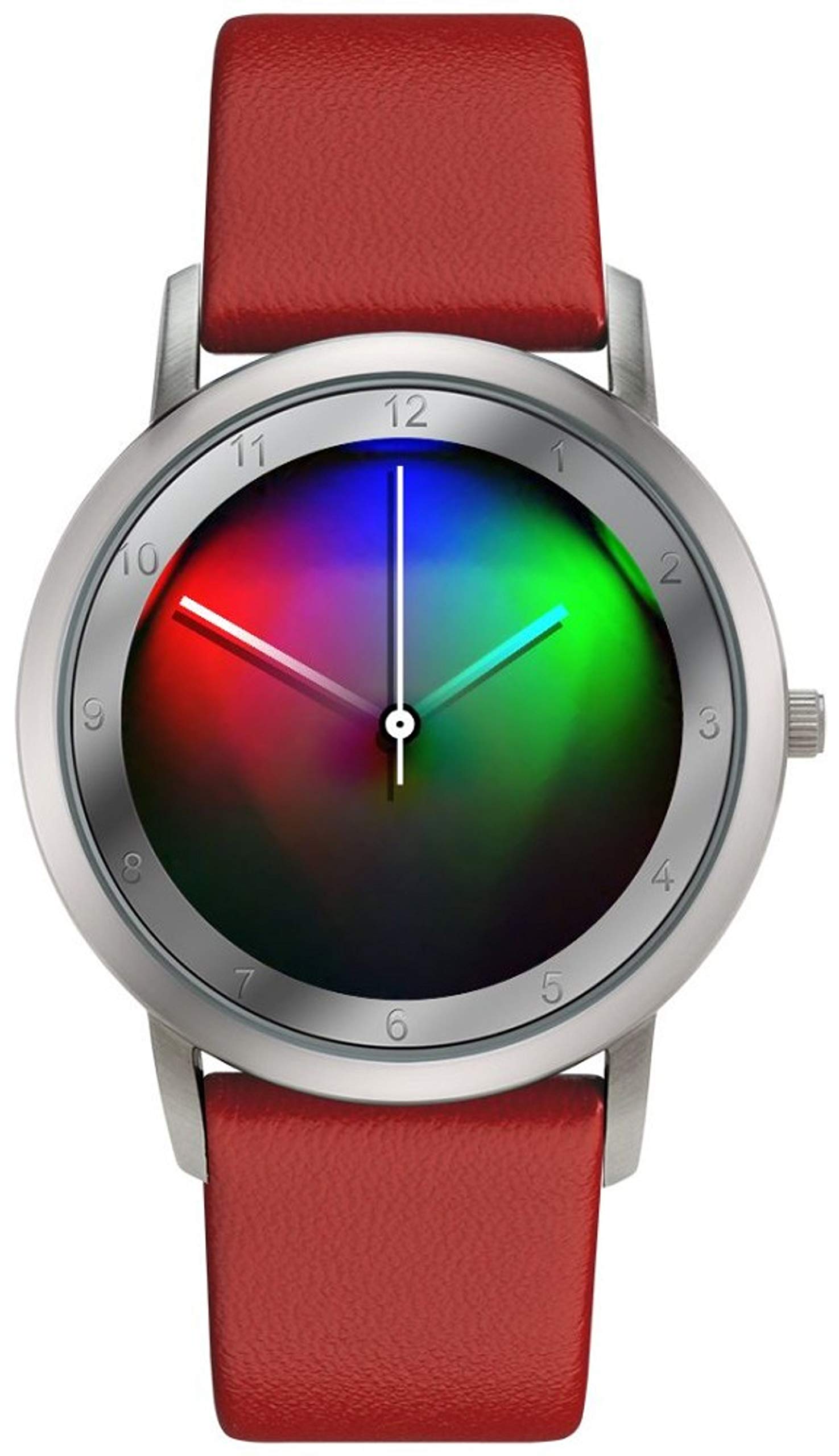 Rainbow Watch Unisex Uhr Quarz Avantgardia Light mit rotem Echtleder Armband
