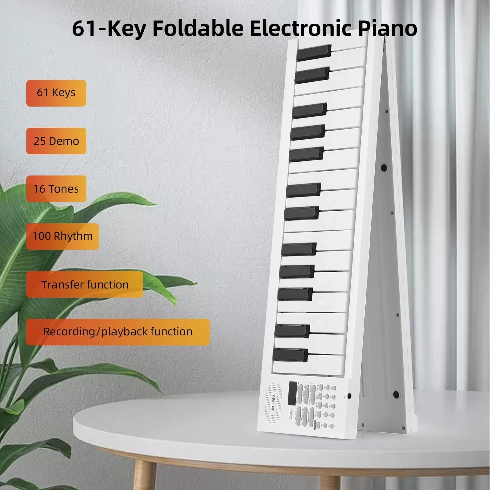 Pianino Elektroniczne 61 Klawiszowe Składane Pianino Elektroniczne Z Wielofunkcyjną Klawiaturą I Wyświetlaczem LED Dla Początkujących