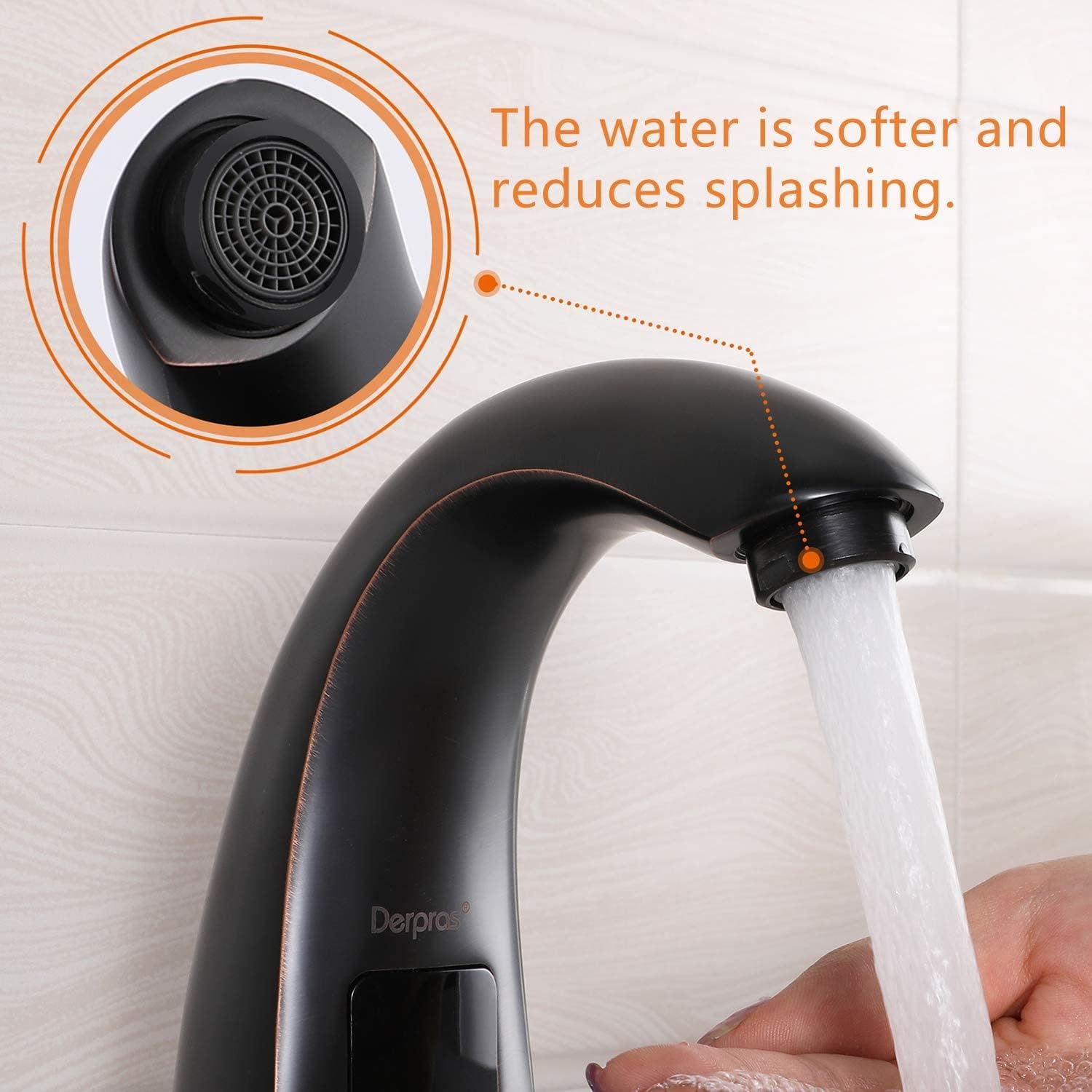 Touchless Bathroom Faucet with Automatic Sensor Function, Bathroom Sink Faucet with Hole Cover Plate, Oil Rubbed Black