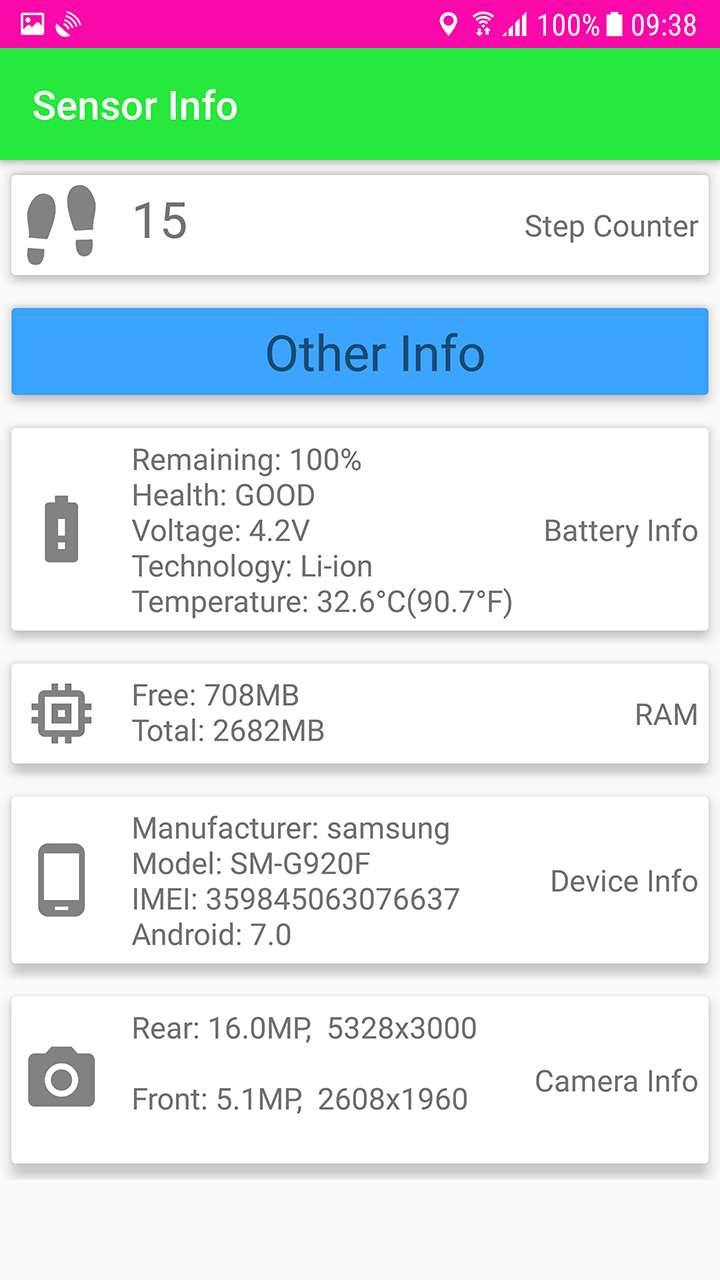 Sensor Info and Other Device Data - App on the Amazon Appstore