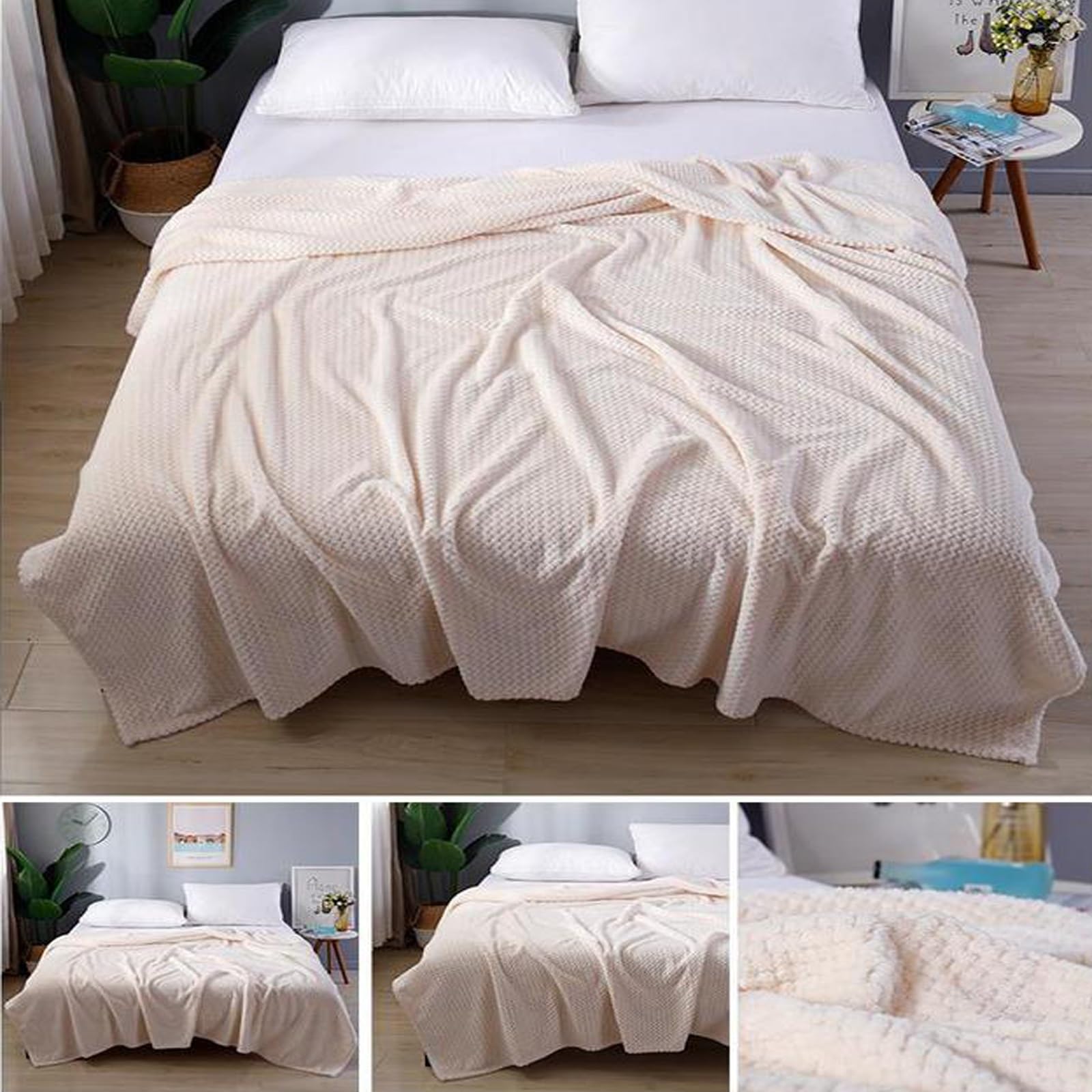 LONGCAO Coperta Vellutata in Pile 70 x 300 cm Coperta Soffice e Morbida per Divano e Letto - Calda, Leggera e Reversibile Plaid Matrimoniale in Pile per Plaid Divano, Copriletto, bianco