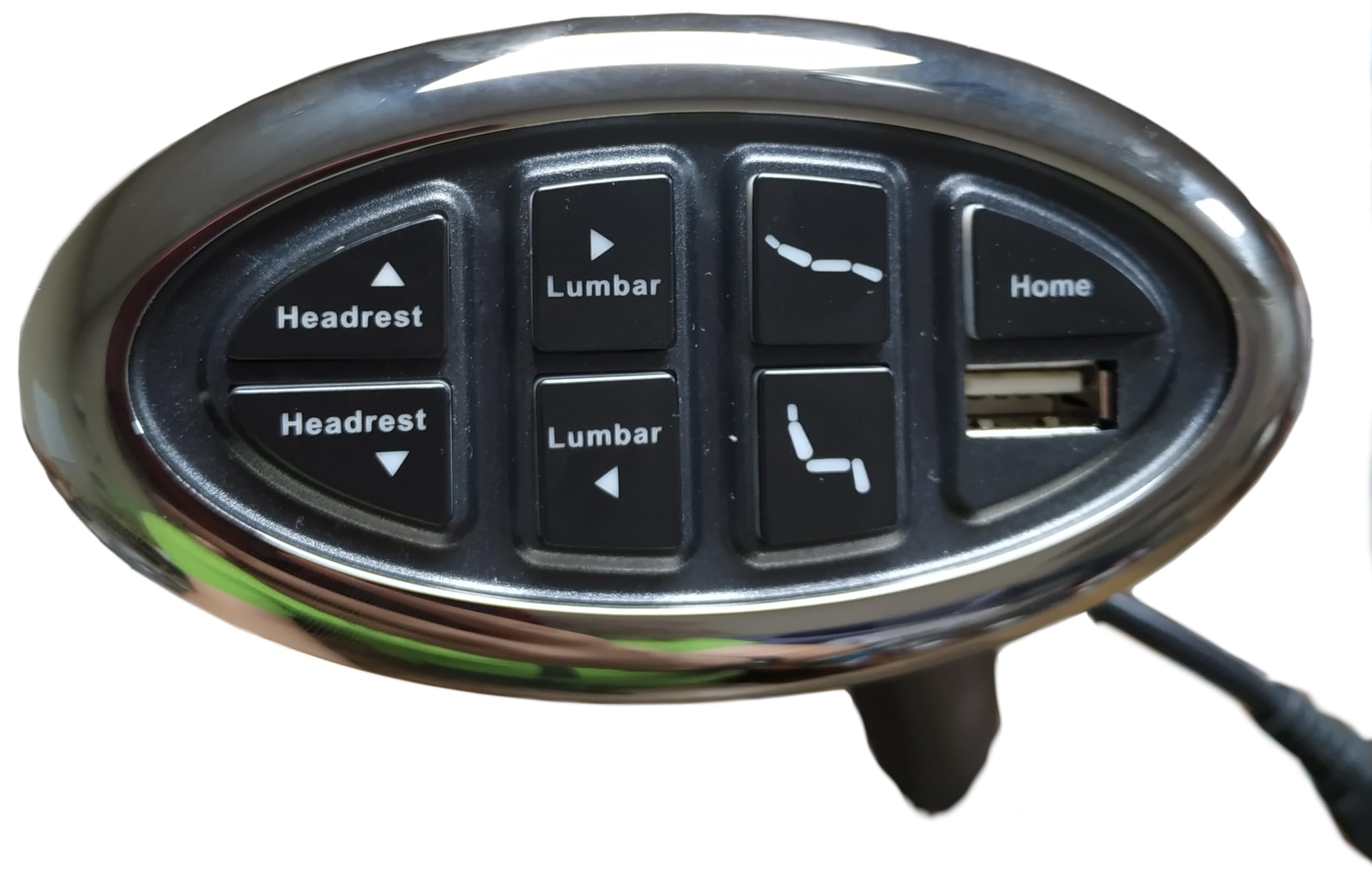 FR 7 Button Handset for Recliners with Headrest, Lumbar, and Recline Controls and USB Charging.