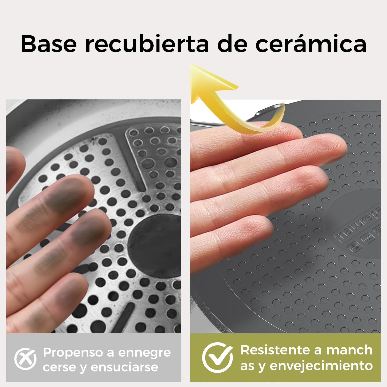 DiamondTitan Set 3 Sartenes Cerámicas (20+24+28 cm), Antiadherente para Todas Cocinas, Sin PTFE PFAS PFOA, Aptas para Horno, Lavavajillas con Mango que Permanece Frío (Gris)