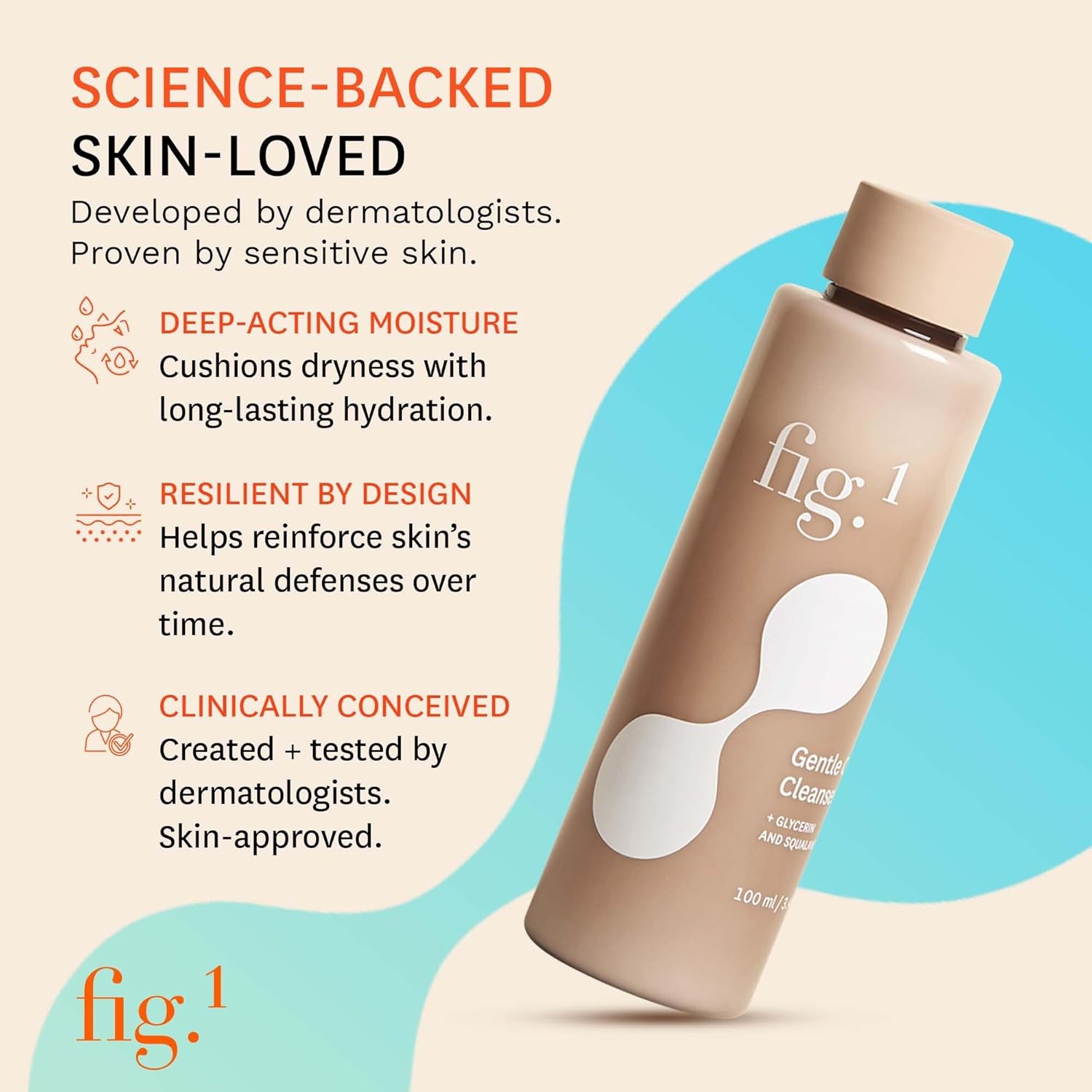 Fig.1 Hydrating Facial Cleanser Refill - Gentle Cream Face Wash for Sensitive Skin - Glycerin & Squalane - Daily Cleanser Face Wash for Women - Facewash Womens Non-Drying Formula - 3.4 oz/100 mL - Image 4