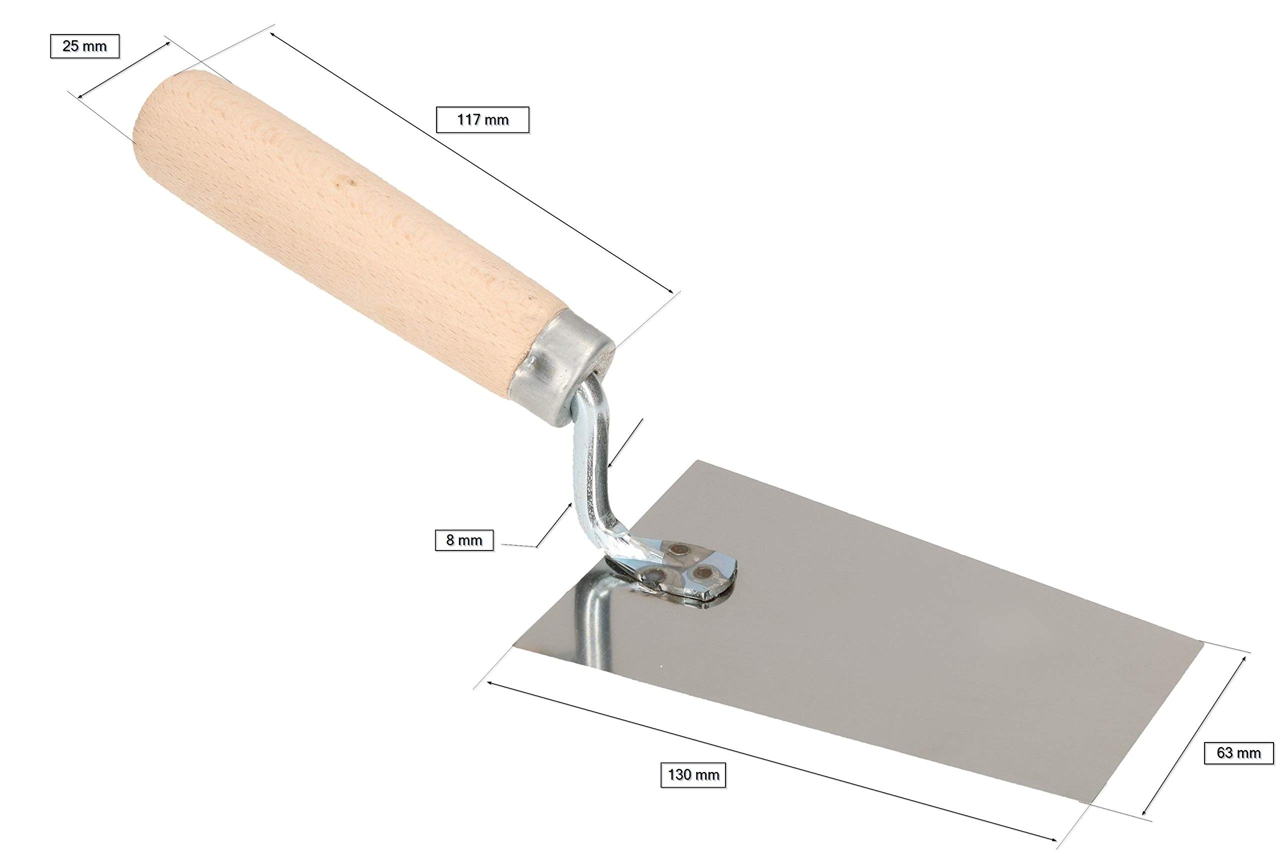 Truelle Trapézoïdale KOTARBAU 130x63 Mm - Acier Inoxydable - Manche En Bois Ergonomique - Spatule à Plâtre Pour Maçonnerie