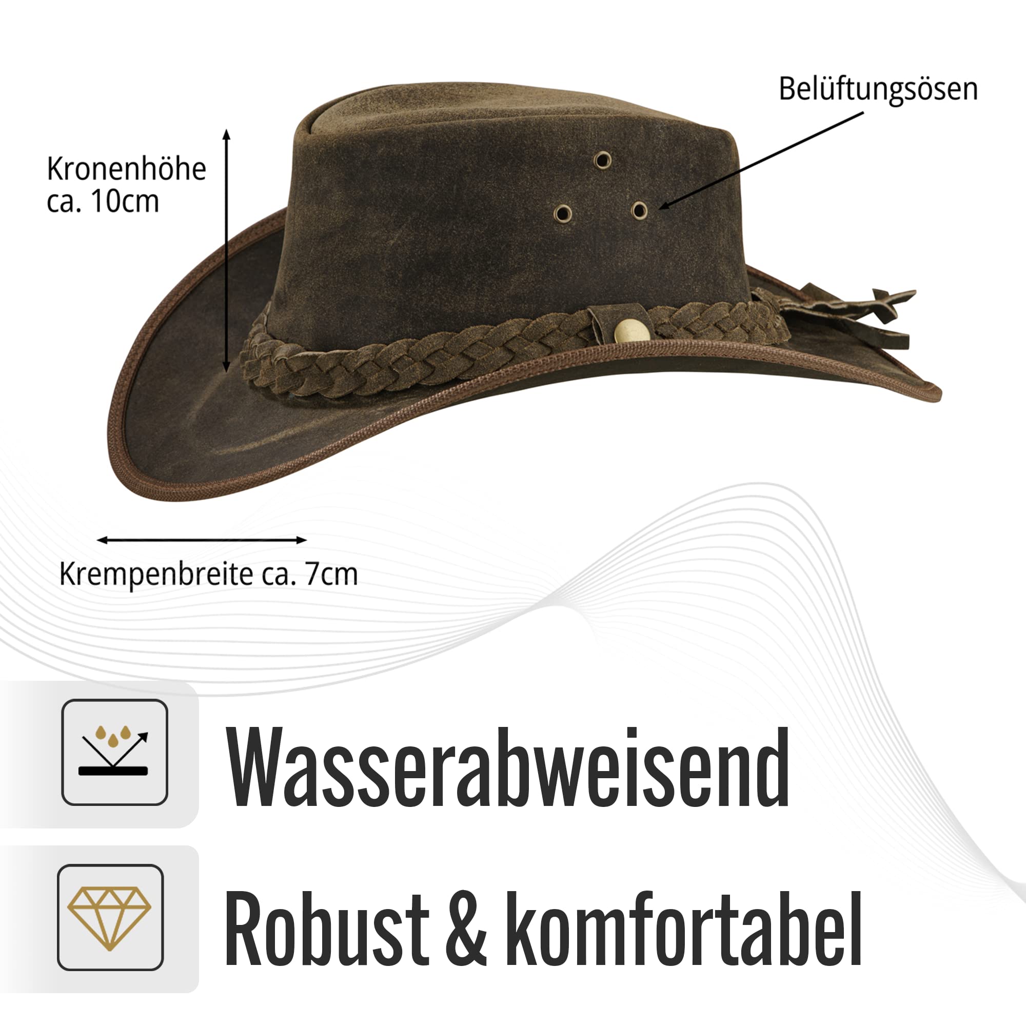 Texas Western Reiten Cowboy Leder Hut