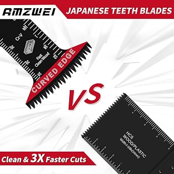 AMZWEI 16PCS Japanese Teeth Oscillating Tool Blade, CRV Extra Long