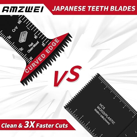 AMZWEI 16PCS Japanese Teeth Oscillating Tool Blade, CRV Extra Long
