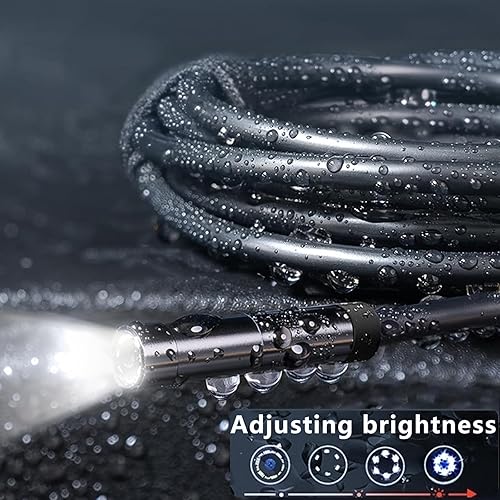 Miniatura 4 de Cámara endoscopio JSE con luz, boroscopio impermeable de 16.4 pies 1920P HD, cable semirrígido, cámara serpiente de inspección con 8 luces LED Negro
