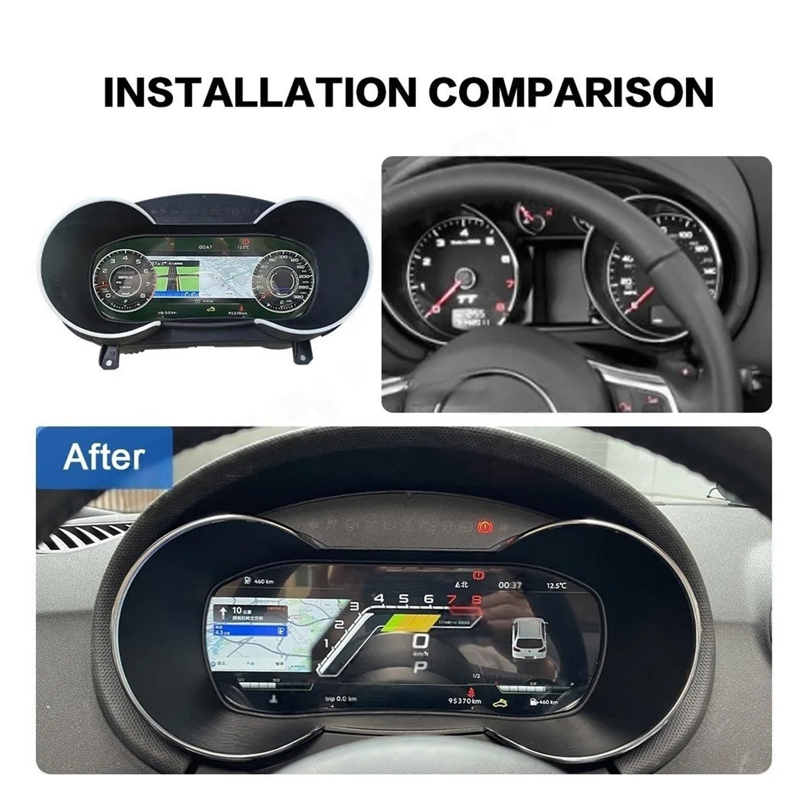 Panel de instrumentos digital LCD compatible con Audi TT TTS 2008-2014, pantalla HD de 10,3", CarPlay, velocímetro y odómetro.