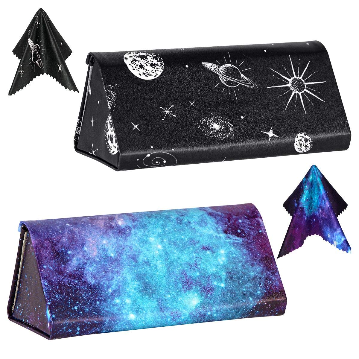 PG62 Pcs a Set, Foldable Glass Sunglasses Case, Leather Portable Eyeglass Case for Men & Women