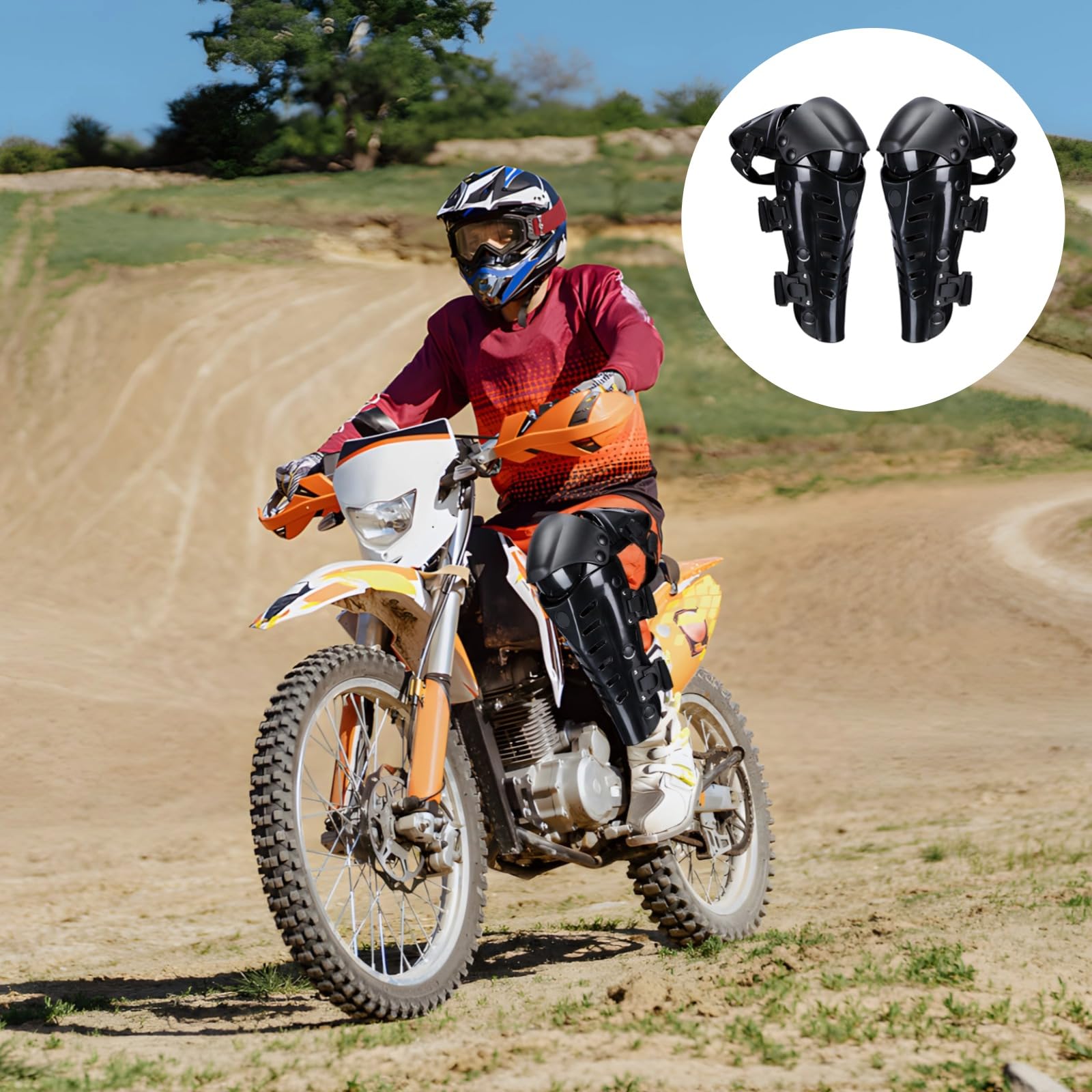 Ginocchiere per moto, 1 paio, ginocchiere regolabili in 3 sezioni, protezioni per motocross e ciclismo, protezioni in PE traspirante con imbottitura in EVA, maniche lunghe anti-impatto