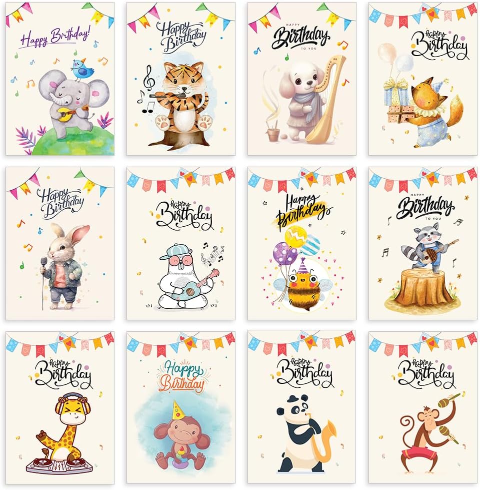 Papa Prints Kids Birthday Cards Multipack Pack of 24 Birthday Greeting ...