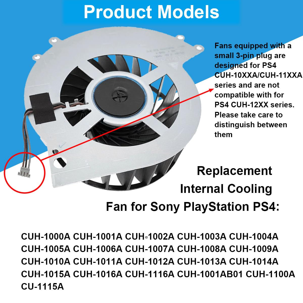 ZHUROUPU for PS4 Replacement Internal Cooling Fan Low Noise