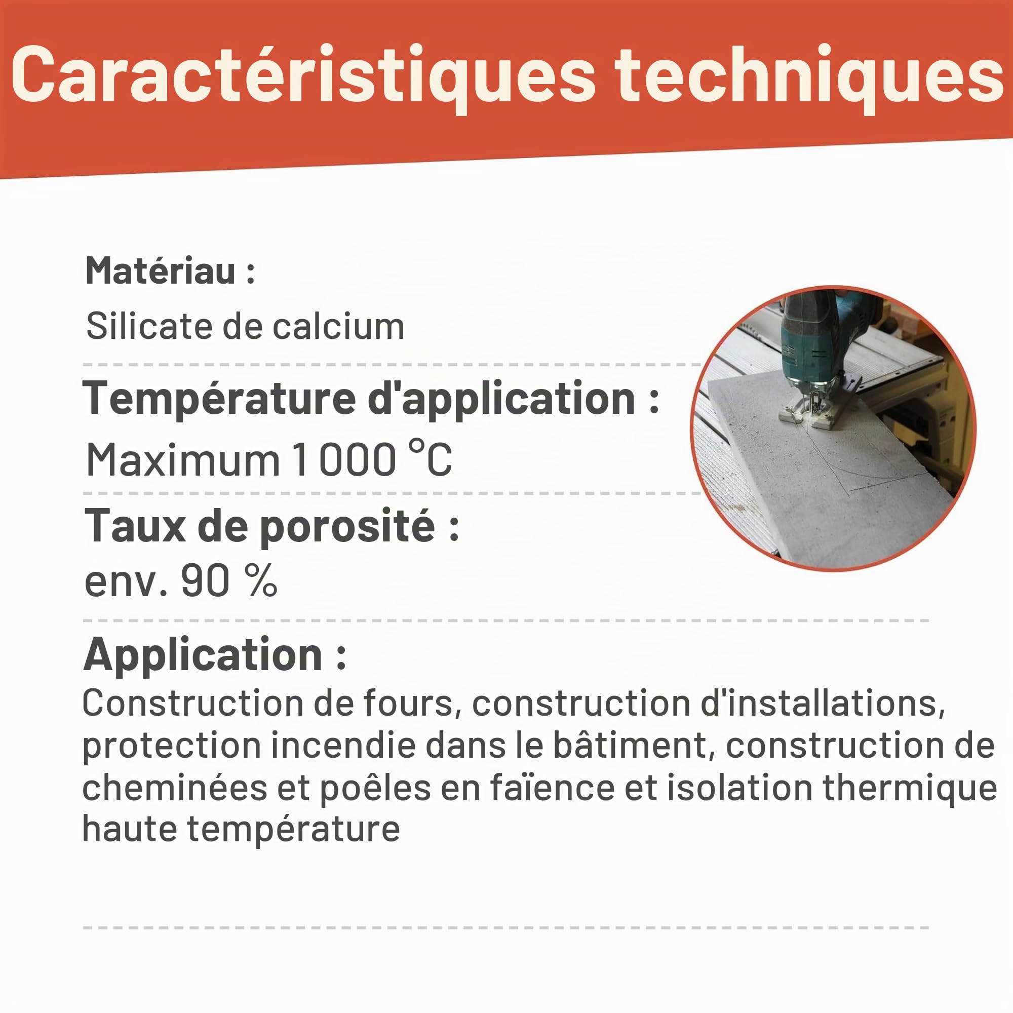 Ignifuge 123 – Lot de 3 plaques isolantes pour poêles et cheminées, plaque climatique CaSi à faible conductivité thermique, résistant à la chaleur jusqu'à 1 000 °C (500 x 300 x 20 mm)