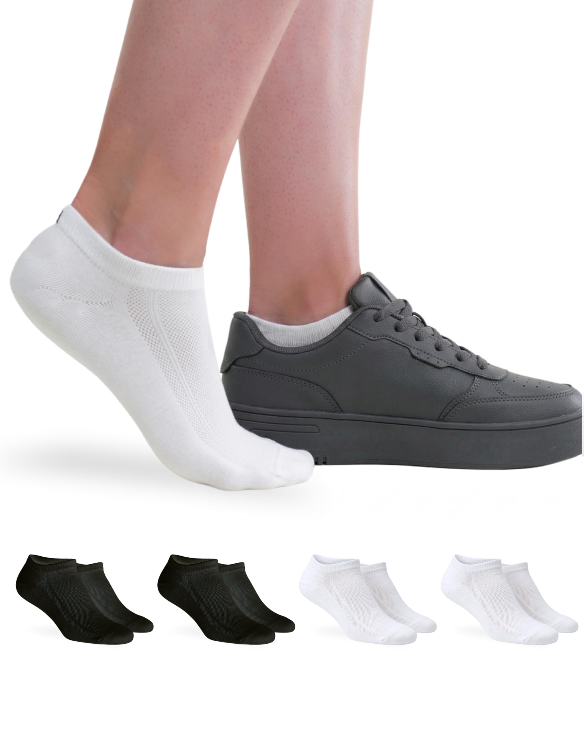 Chaussettes basses fines pour homme et femme en coton égyptien Giza 94, respirantes avec grip en silicone