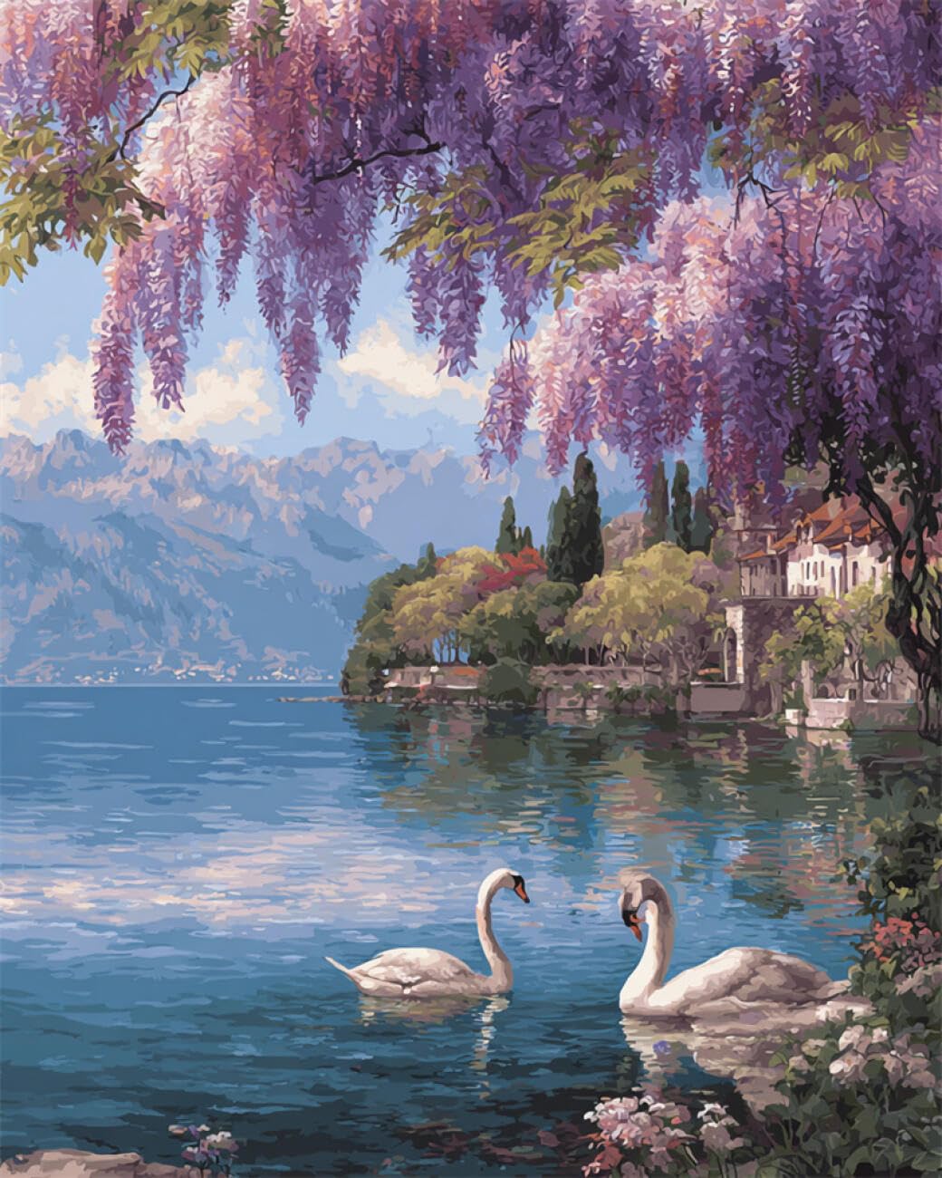 AYAOYANGGO Animal DIY Seed Bead Embroidery Kits Fantasy Swan Beadwork Craft Kit for Beginners,Needlework Set,Preprint Pattern Decor Wall Art 50x60cm